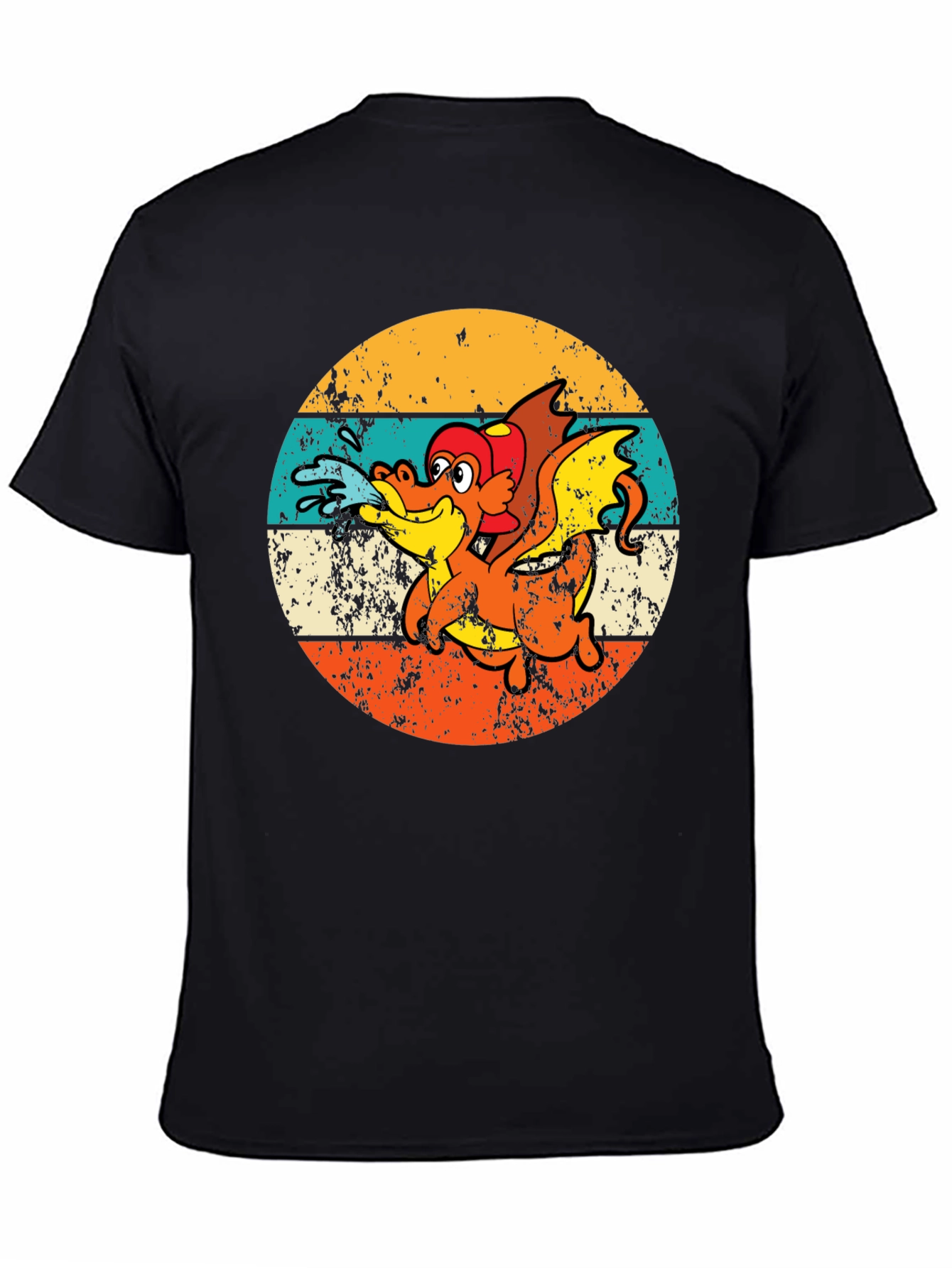 Black Retro Dragon Graphic T-Shirt - Vintage Style Tee view 4