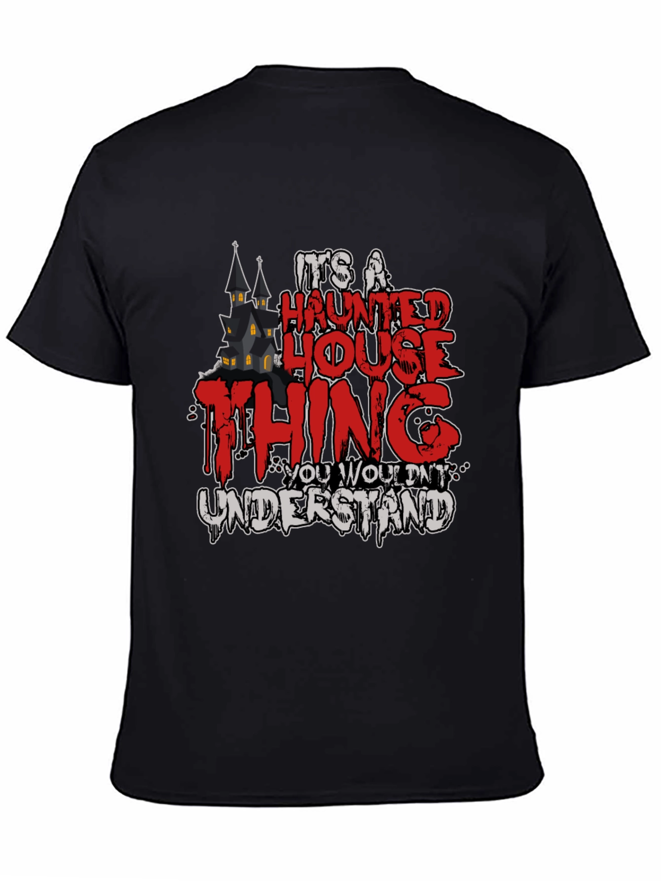 Black Haunted House Thing Graphic Tee view 4