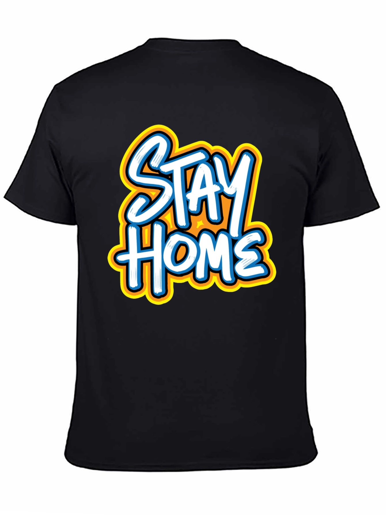 Black Stay Home Graphic Tee - Black Casual T-Shirt view 4