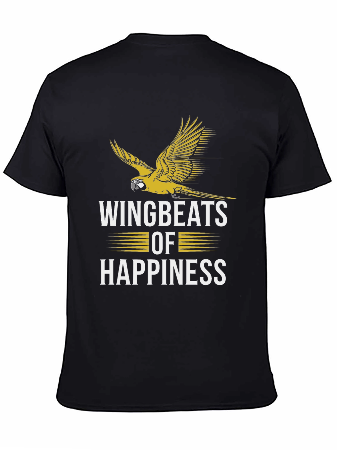 Black Wingbeats of Happiness Parrot Graphic Tee view 4