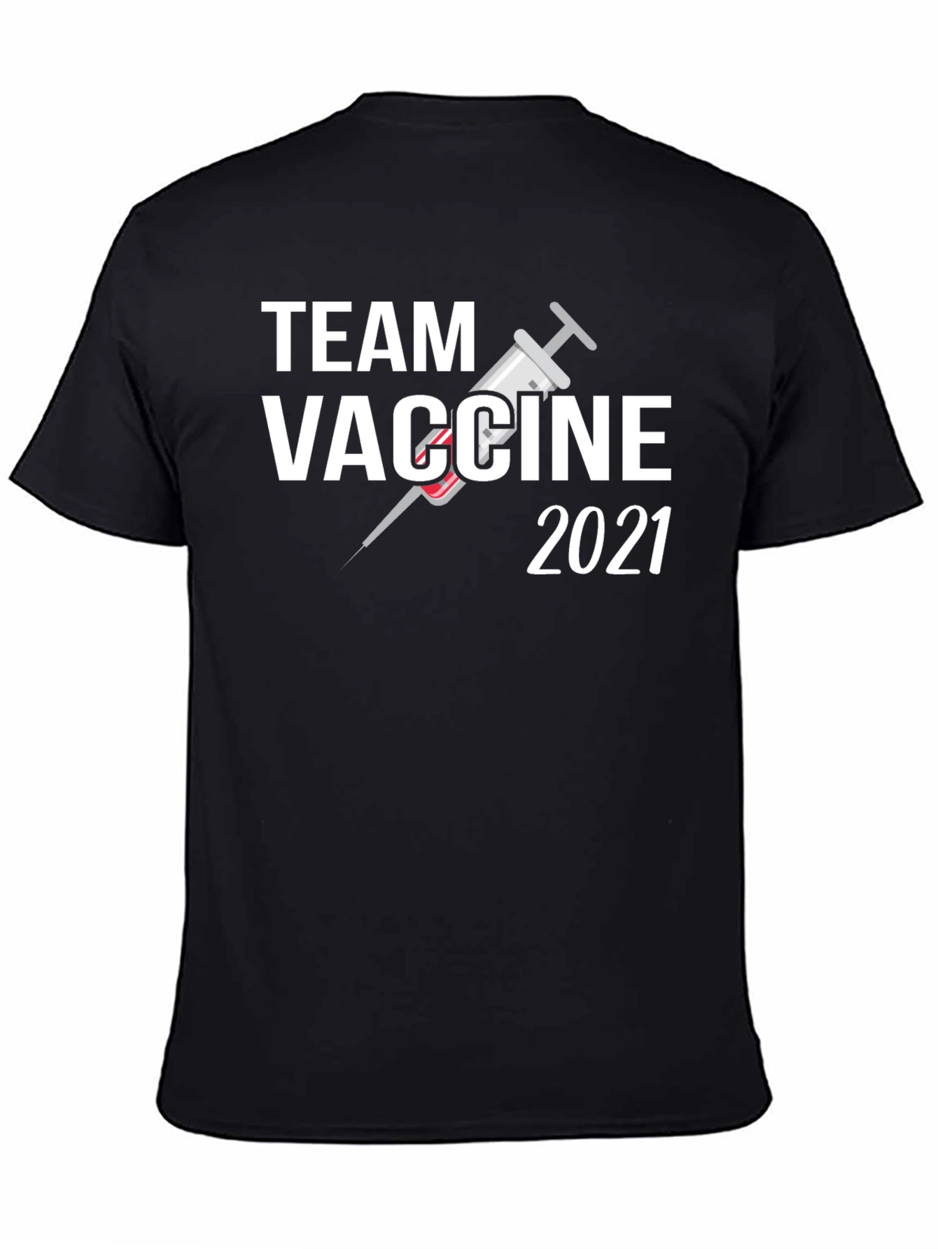 Black Team Vaccine 2021 Black T-Shirt view 4