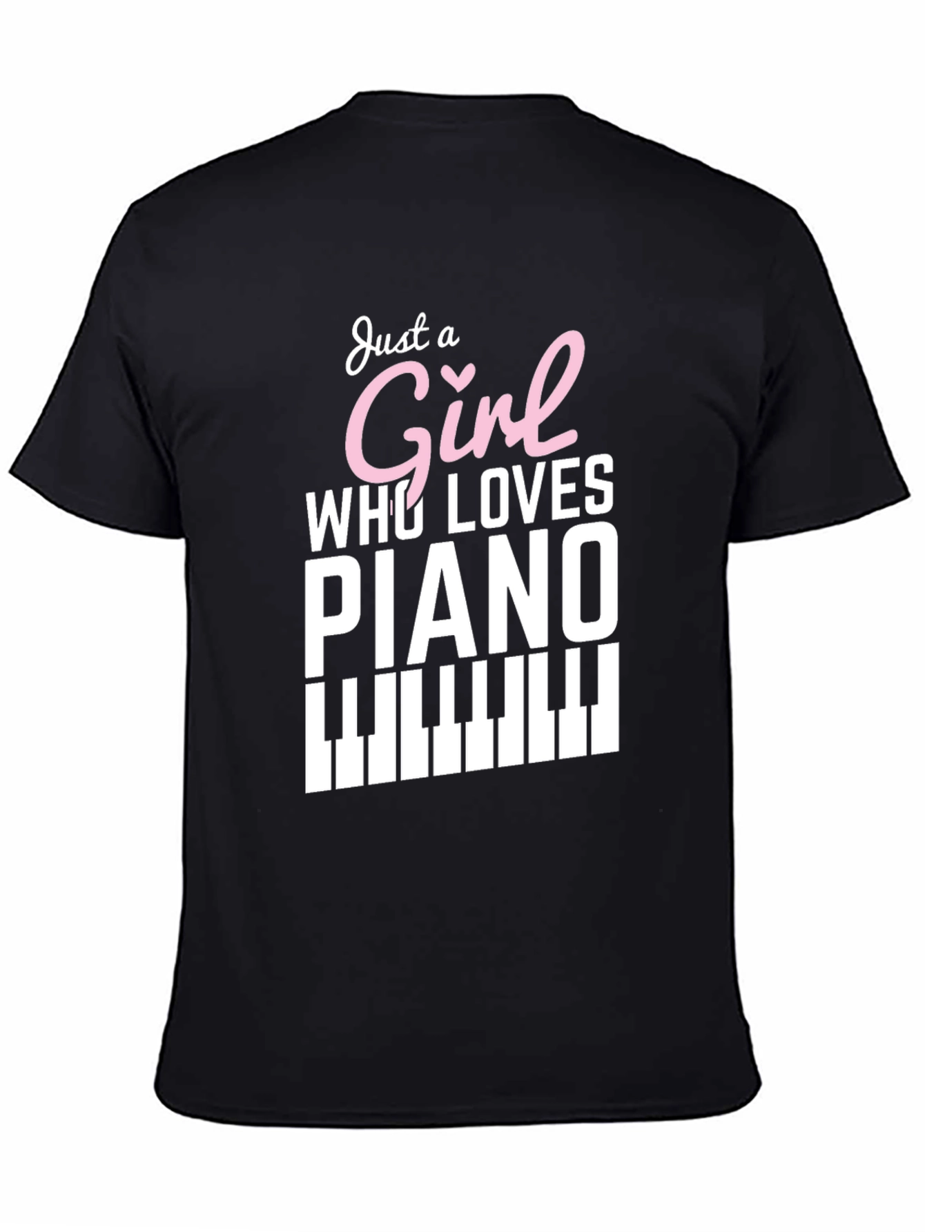 Black Just a Girl Who Loves Piano - Graphic Tee view 4
