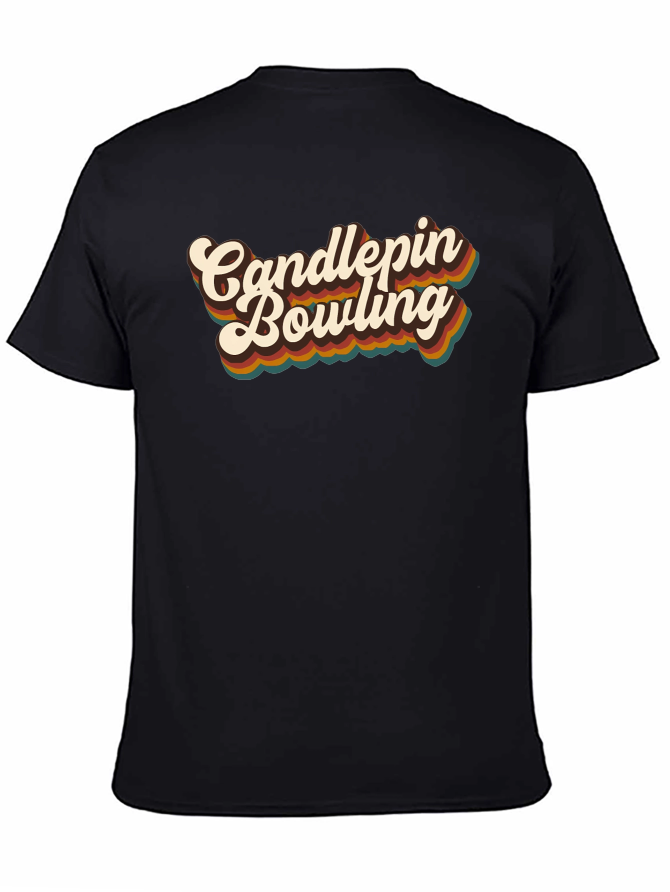 Black Retro Candlepins Bowling Graphic Tee view 4