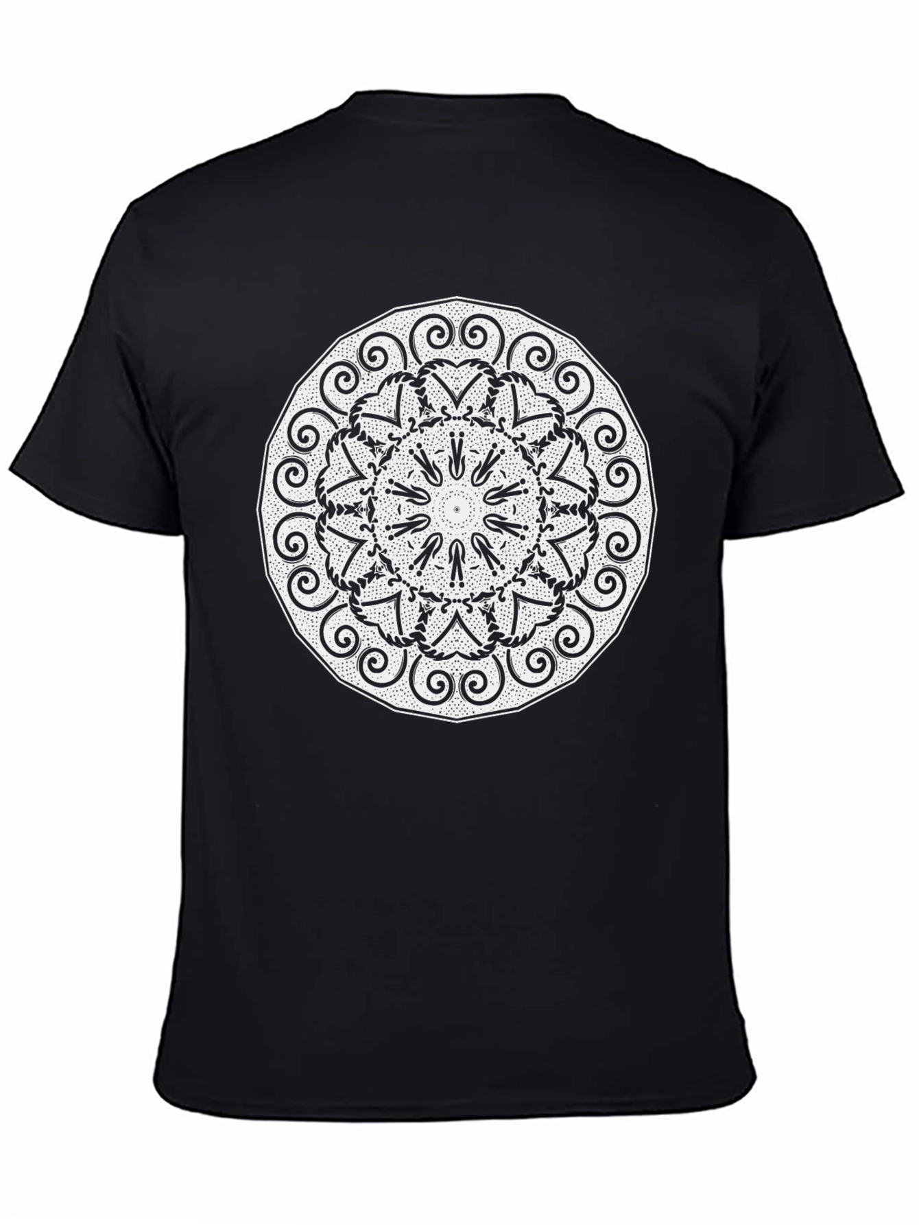 Black Mandala Graphic Tee - Stylish & Unique Black T-Shirt view 4