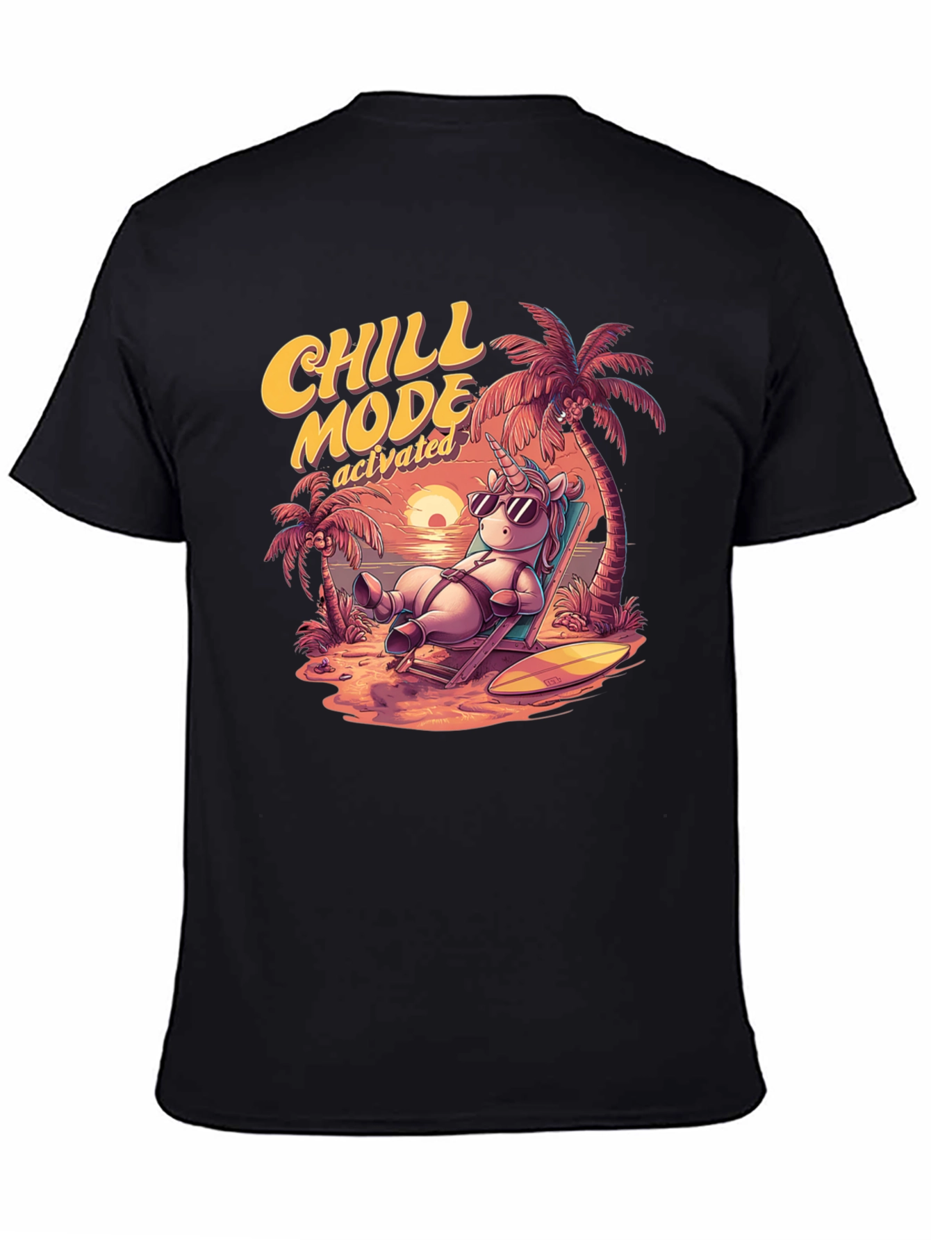 Black Chill Mode Activated Unicorn T-Shirt view 4