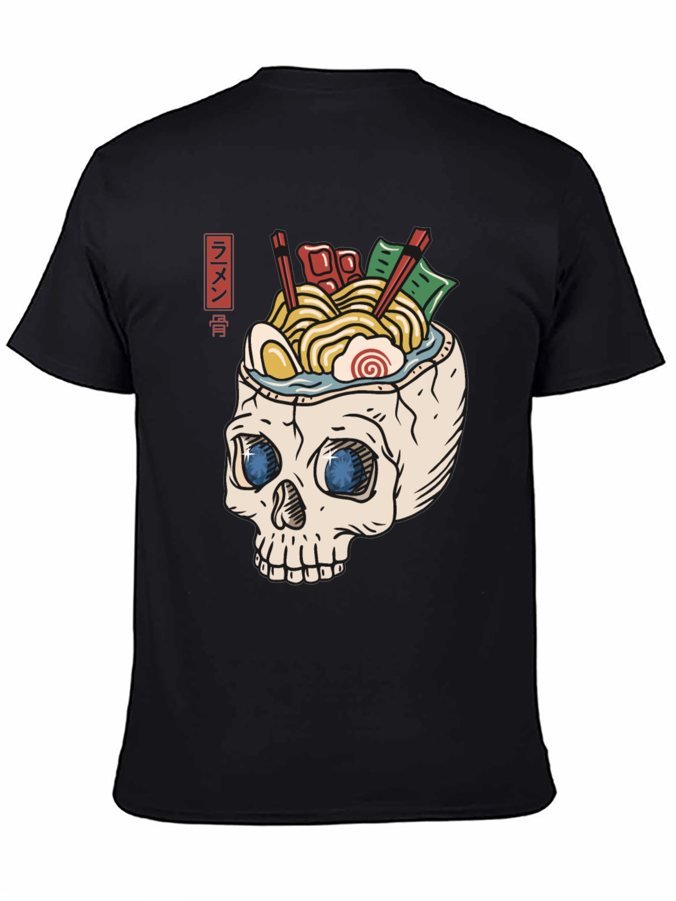 Black Ramen Skull T-Shirt - Unique Graphic Tee view 4