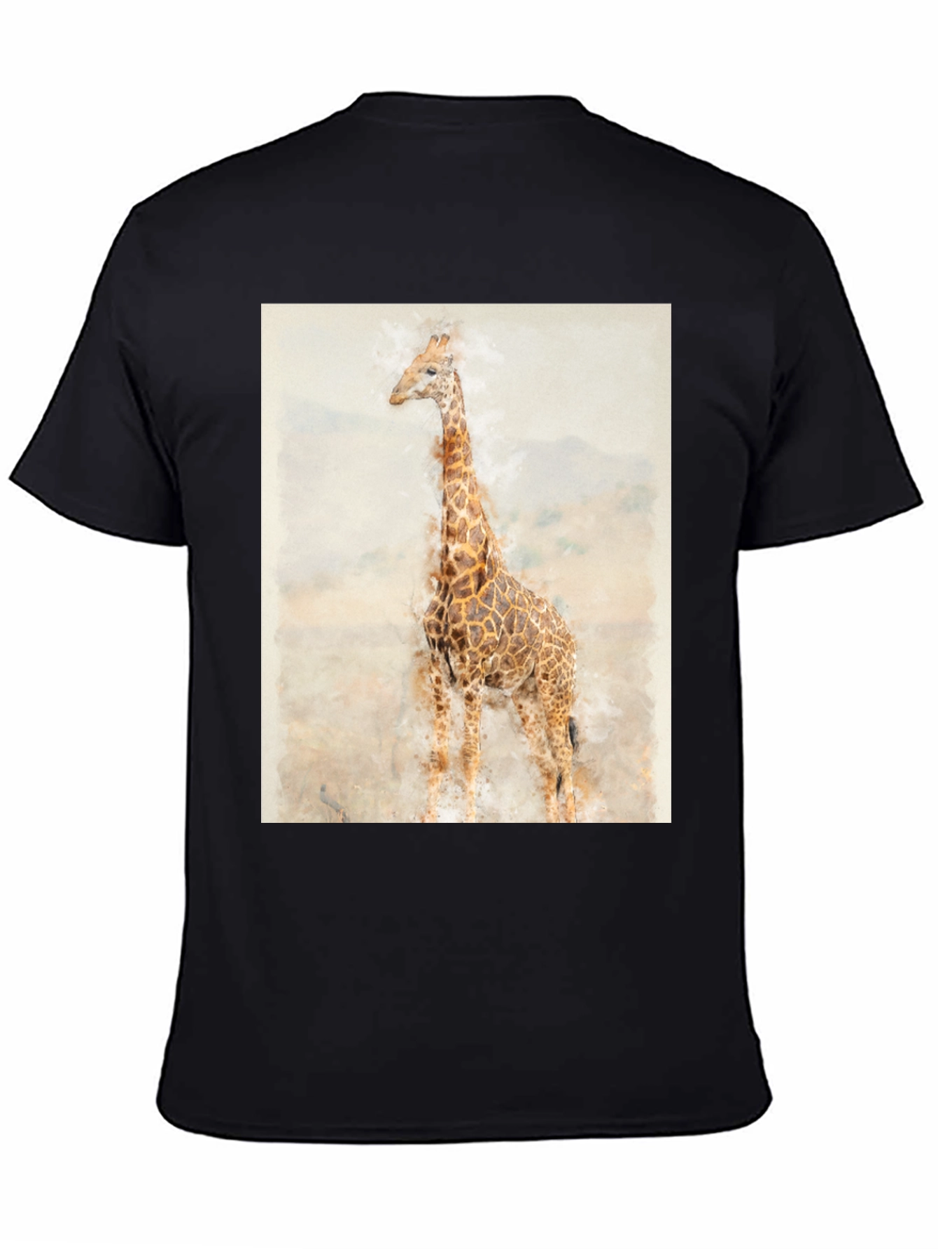 Black Watercolor Giraffe Graphic Tee - Black view 4