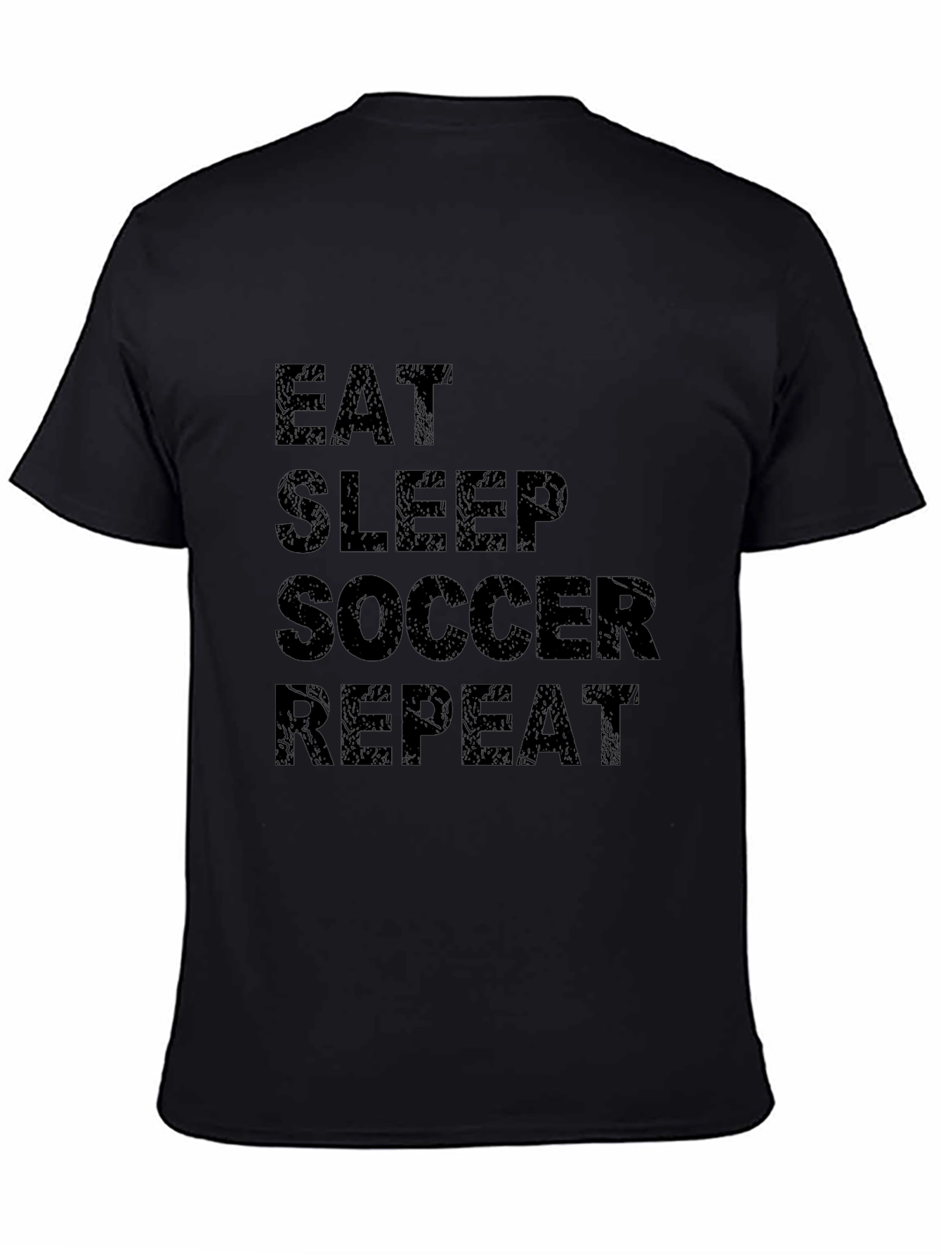 Black Eat Sleep Soccer Repeat Black T-Shirt view 4
