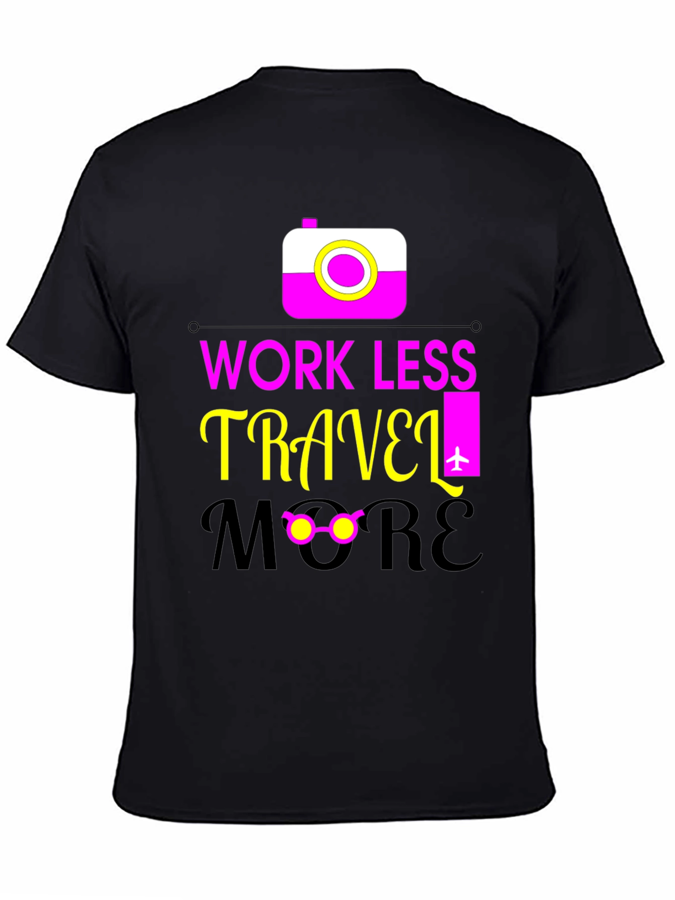Black Work Less Travel More Graphic Tee view 4