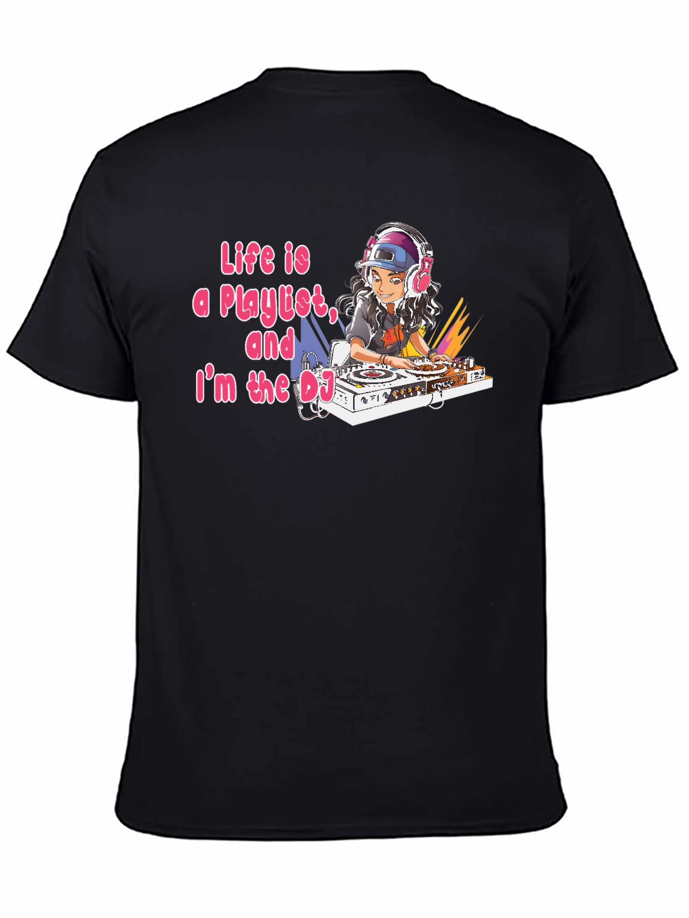 Black Life is a Playlist DJ Graphic Tee - Black view 4