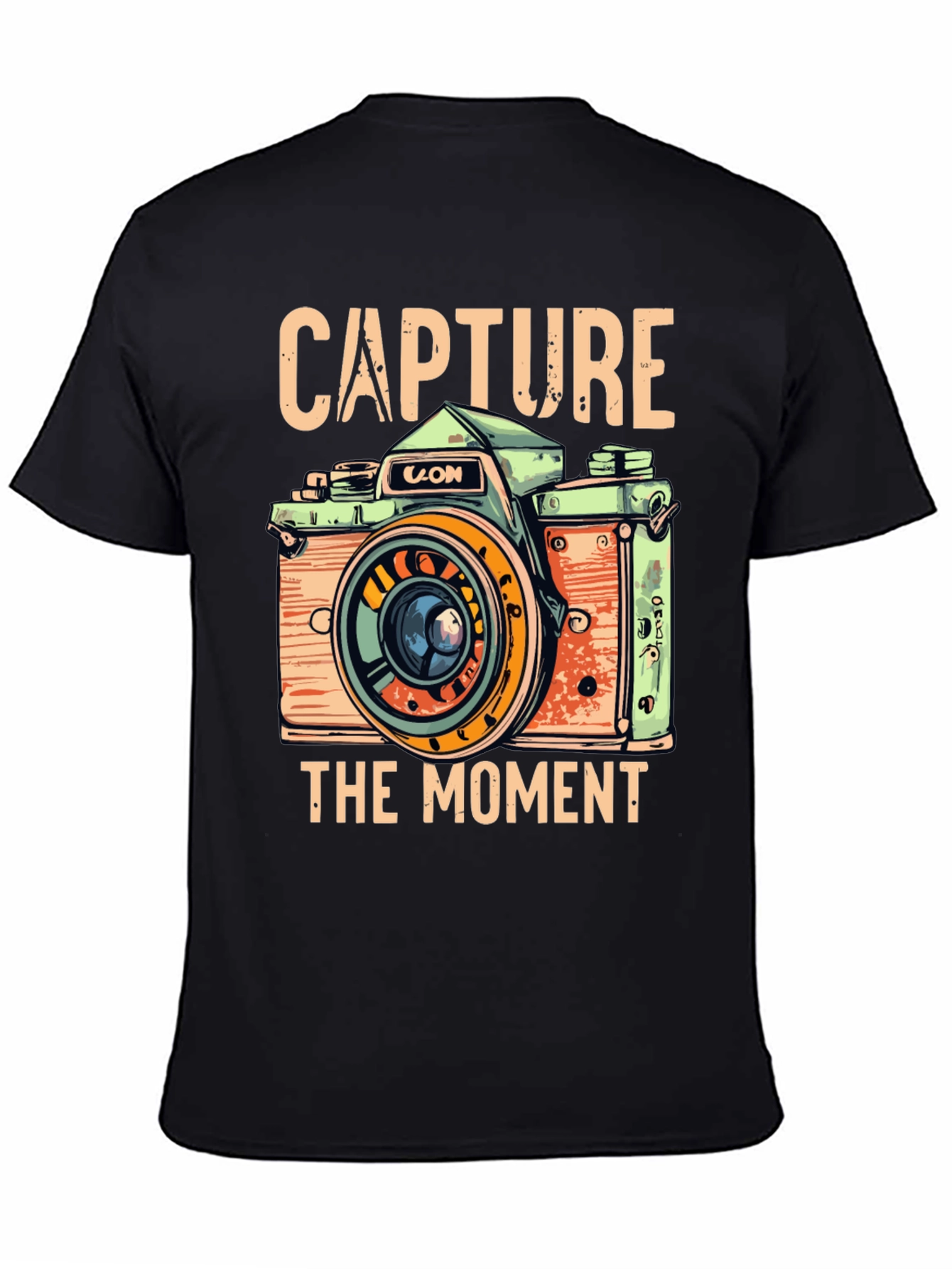 Black Capture the Moment Retro Camera Graphic T-Shirt view 4