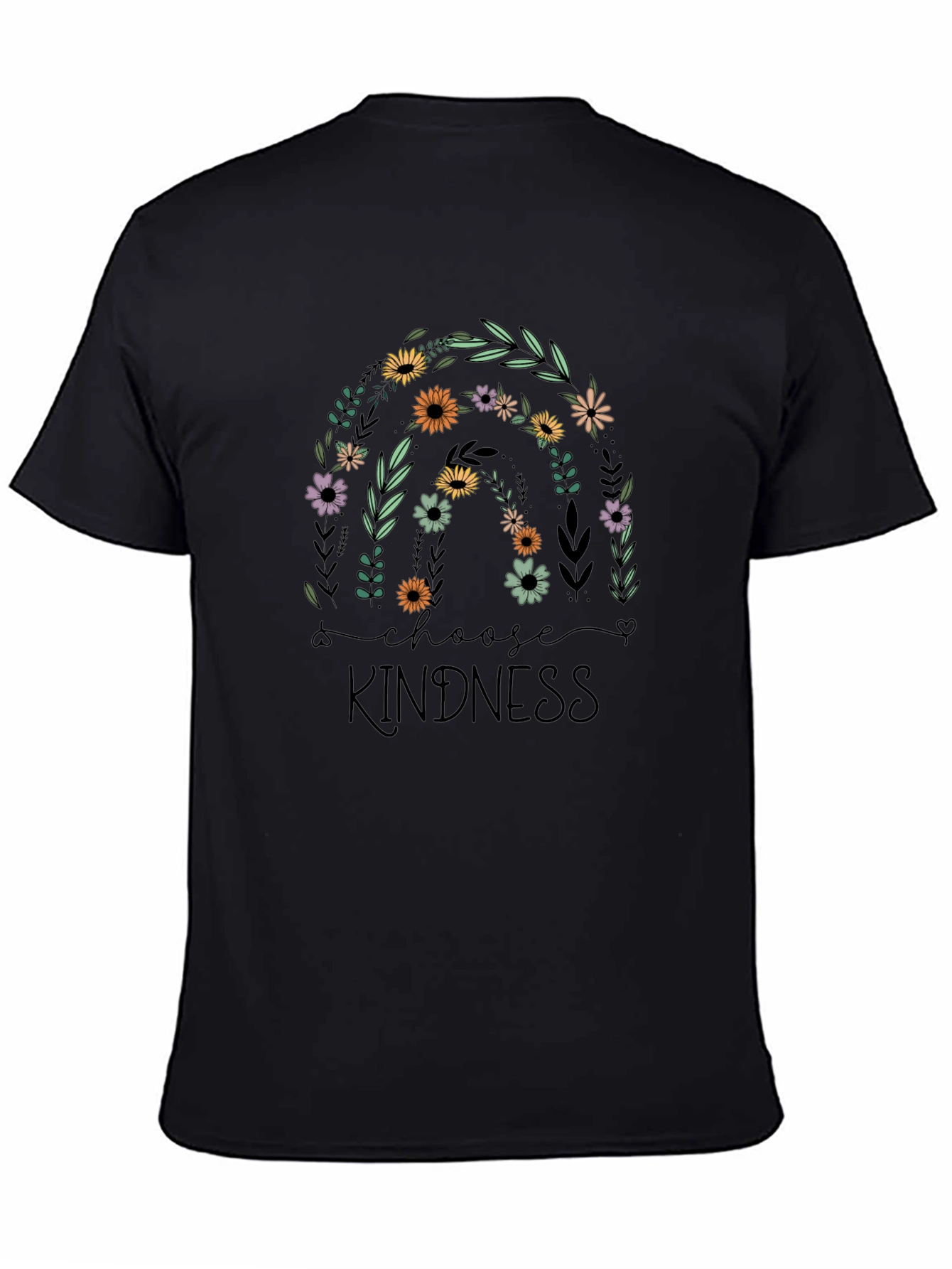 Black Choose Kindness Floral Rainbow Graphic Tee view 4