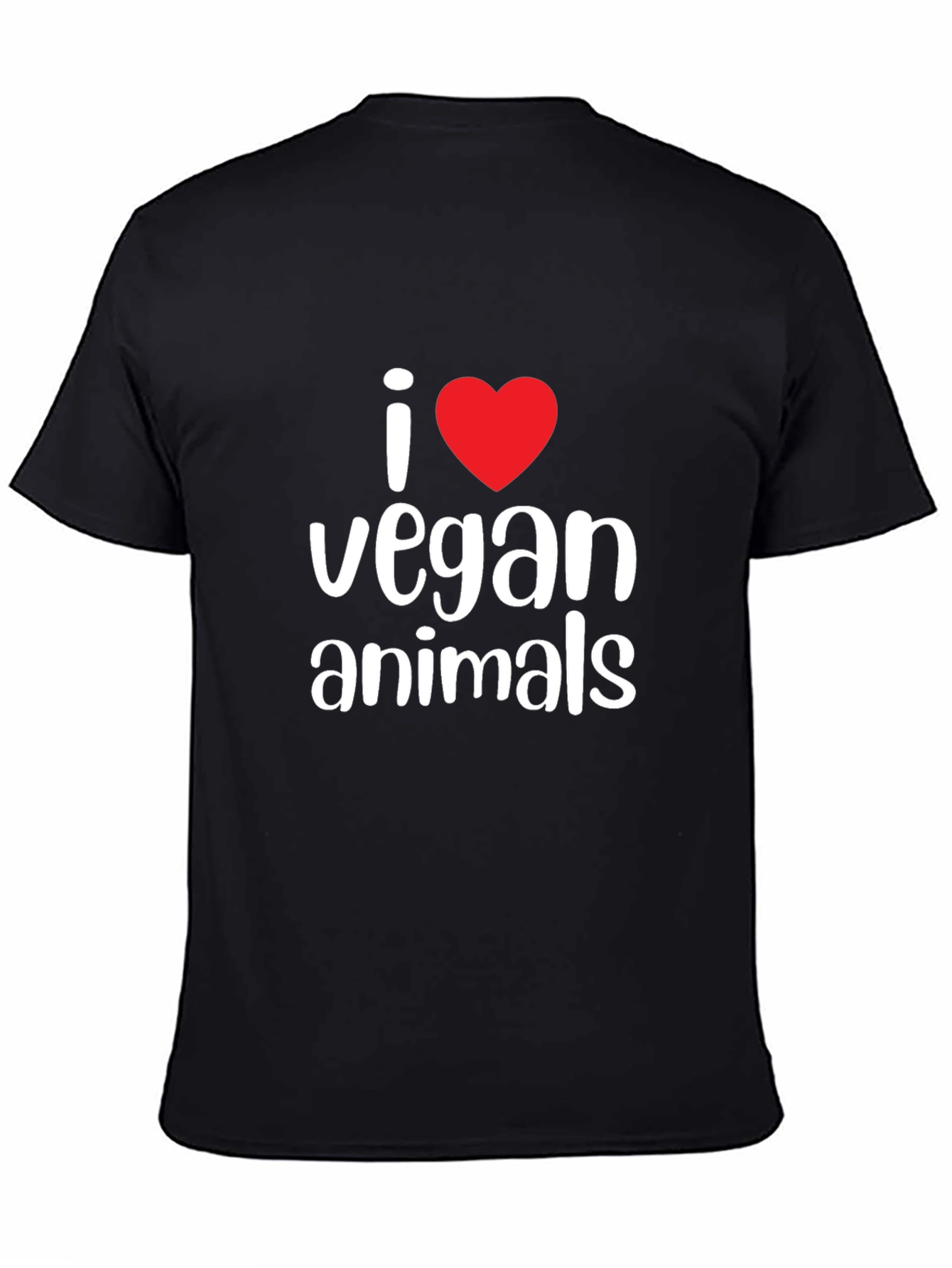 Black I Heart Vegan Animals Graphic Tee - Black Cotton view 4