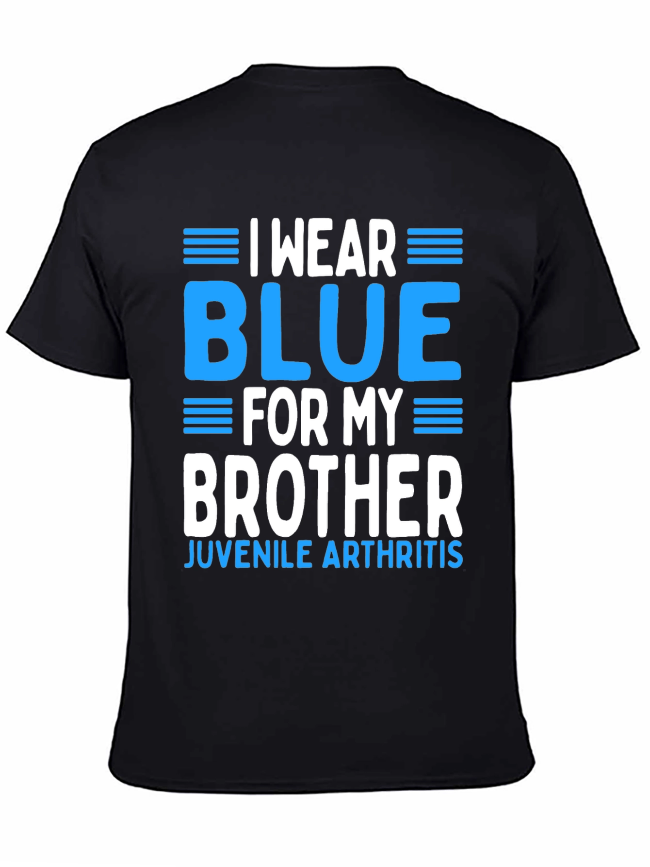 Black I Wear Blue for My Brother Juvenile Arthritis Awareness T-Shirt view 4
