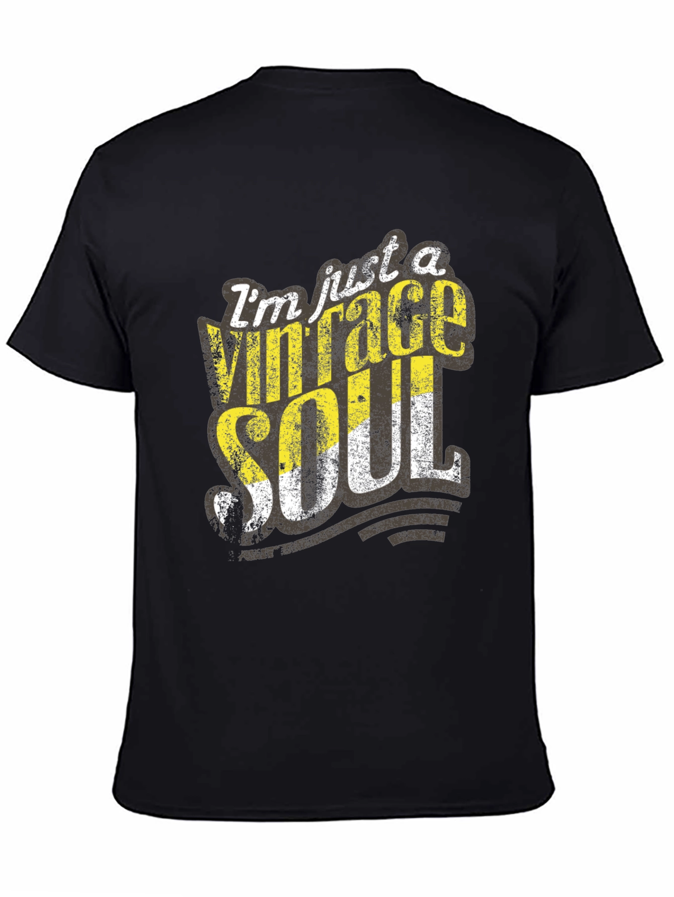 Black Vintage Soul Graphic Tee - Distressed Print, Casual Black T-Shirt view 4