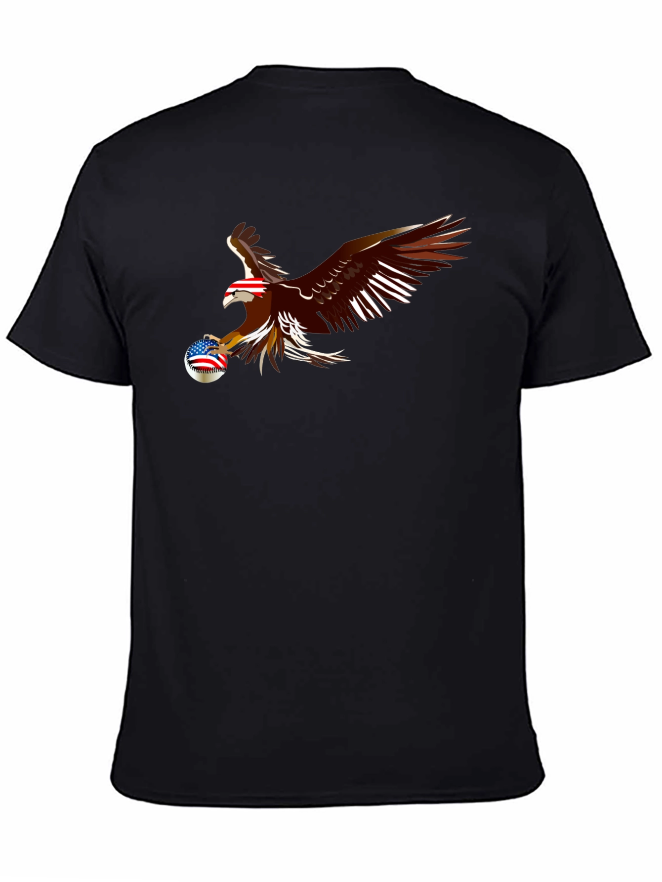 Black Bald Eagle US Flag Baseball T-Shirt view 4