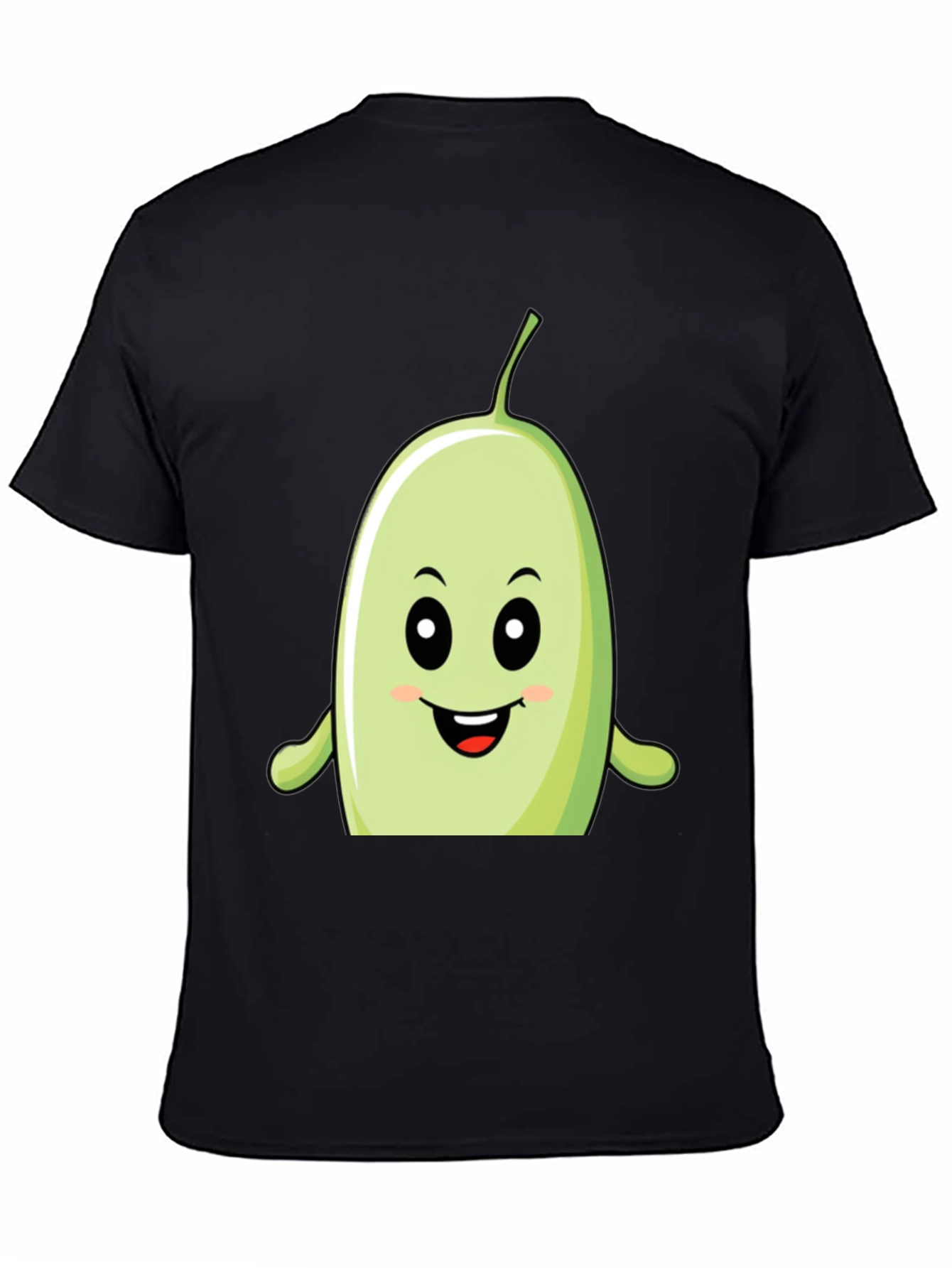 Black Funny Bean Cartoon Graphic Black T-Shirt view 4