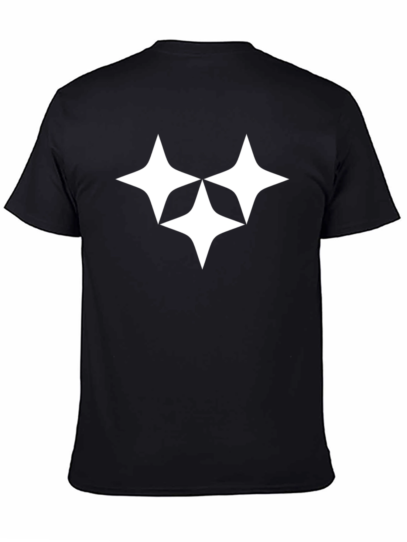 Black Stylish Black Tee with Four-Point Star Design view 4