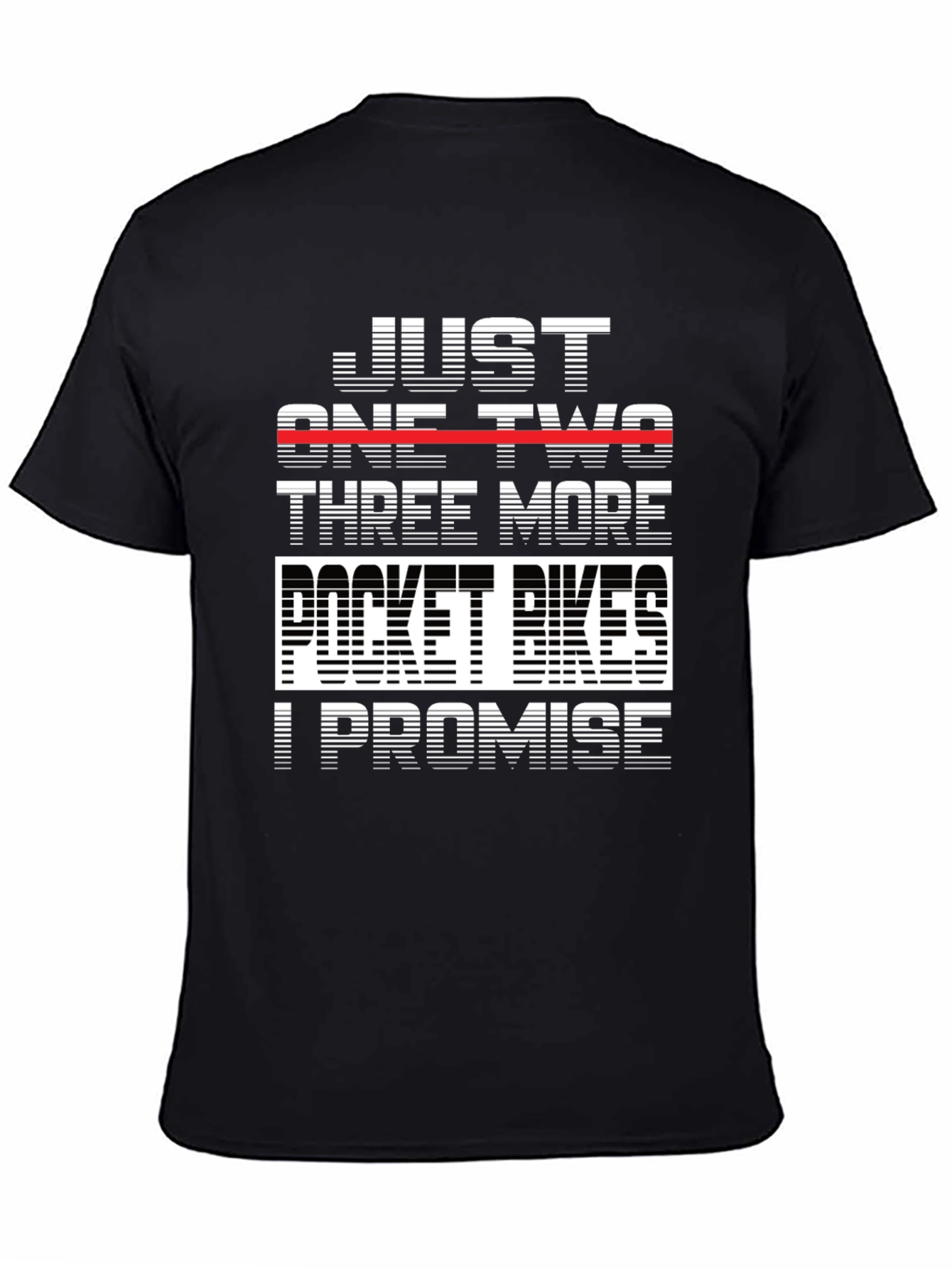 Black Just One Two Three More Pocket Bikes T-Shirt view 4