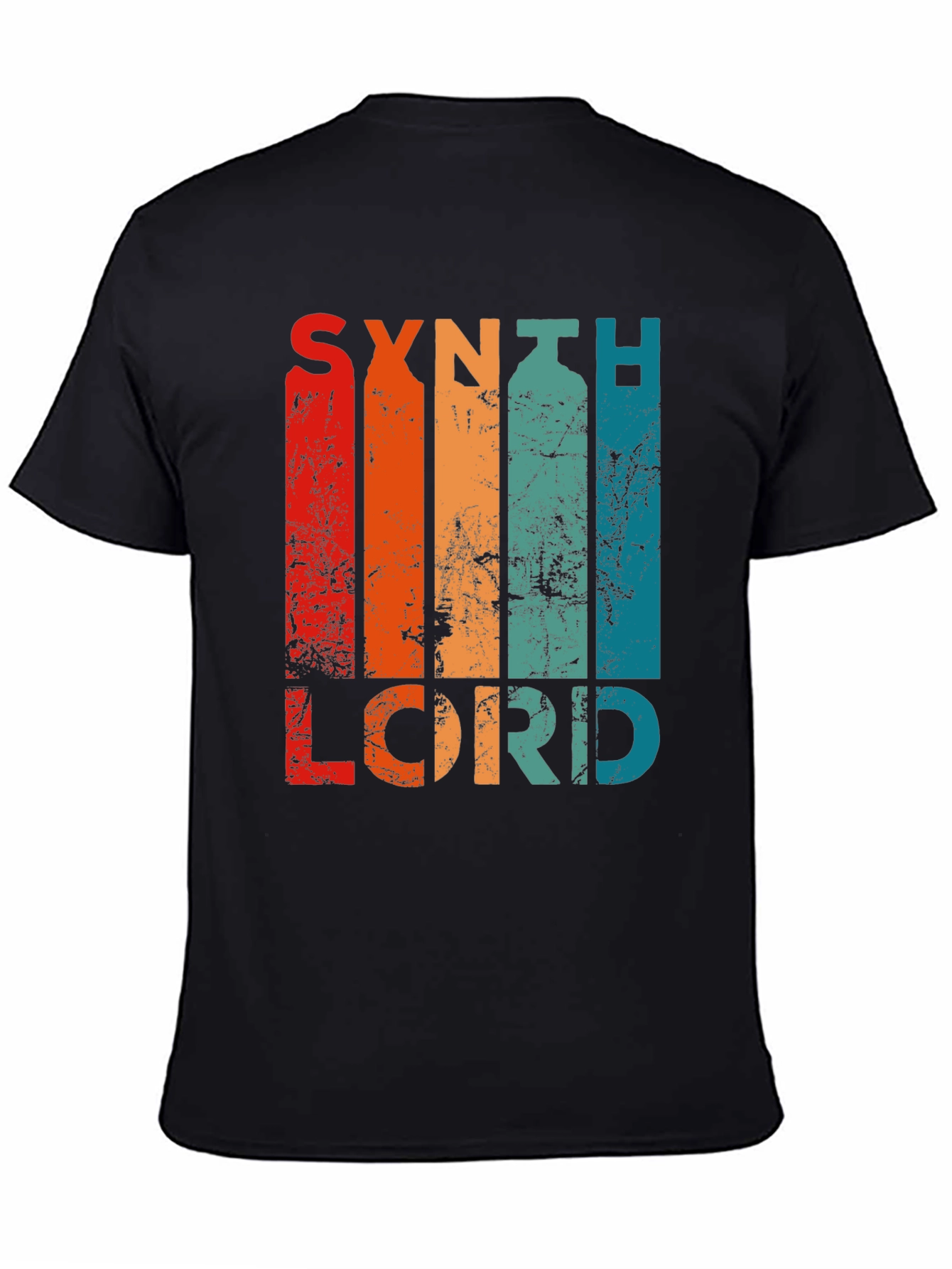 Black Synth Lord Retro T-Shirt, Vintage Style view 4
