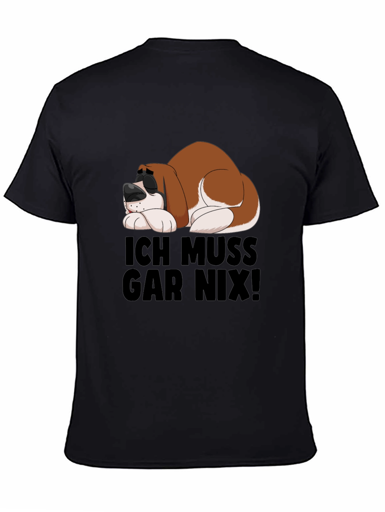 Black Ich Muss Gar Nix T-Shirt - Sleeping Dog view 4