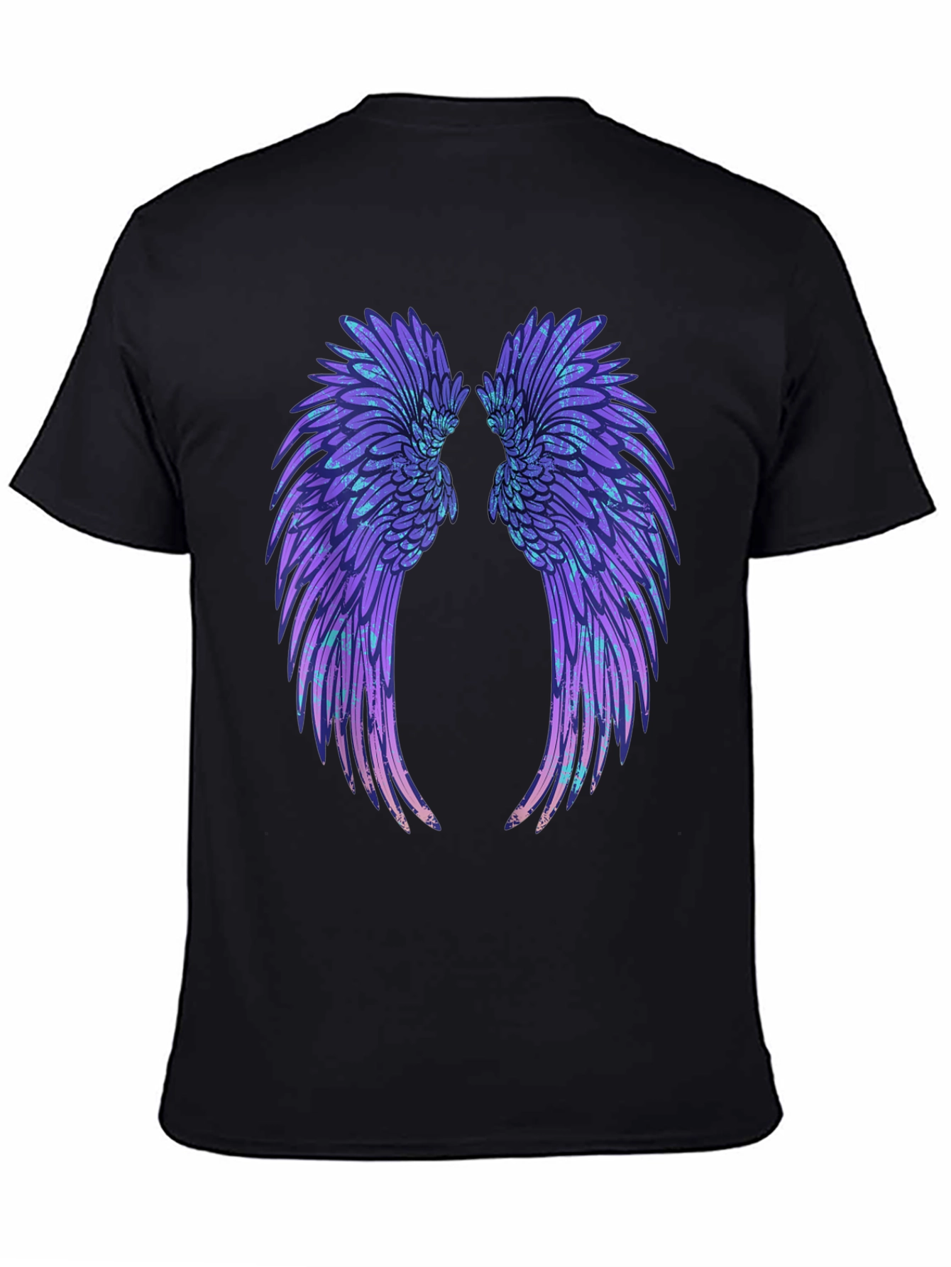 Black Angel Wings Graphic Black T-Shirt view 4