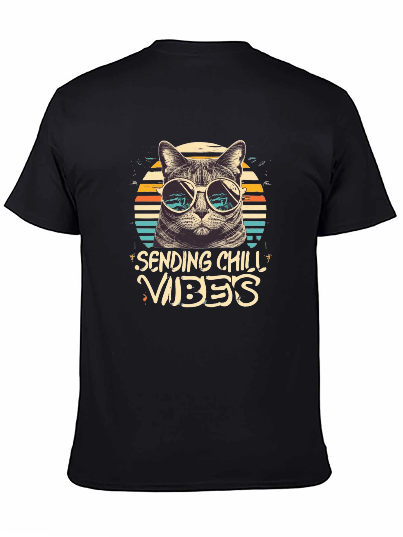 Black Chill Vibes Cat Graphic Tee view 4