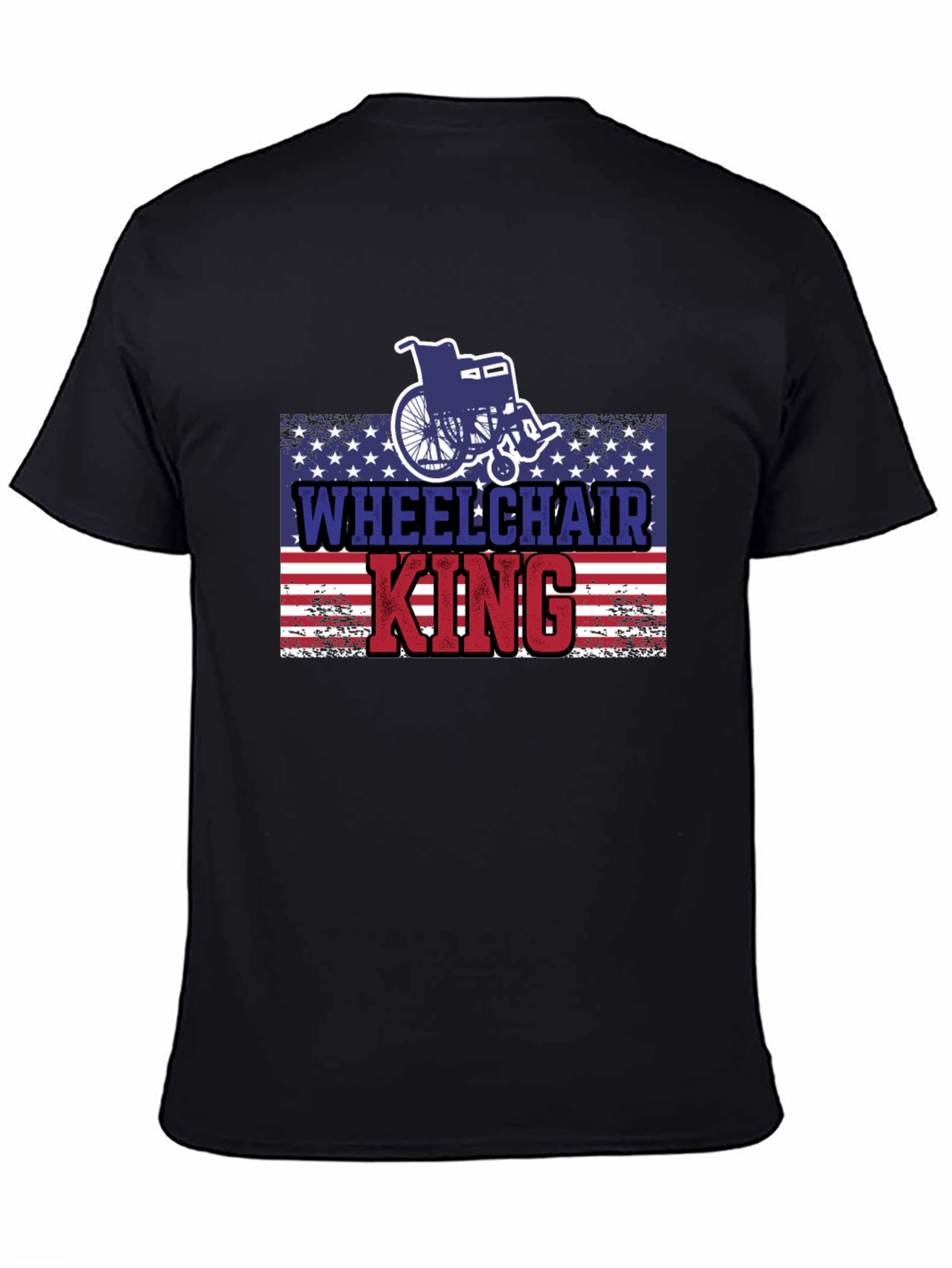 Black Wheelchair King T-Shirt - Patriotic Design view 4