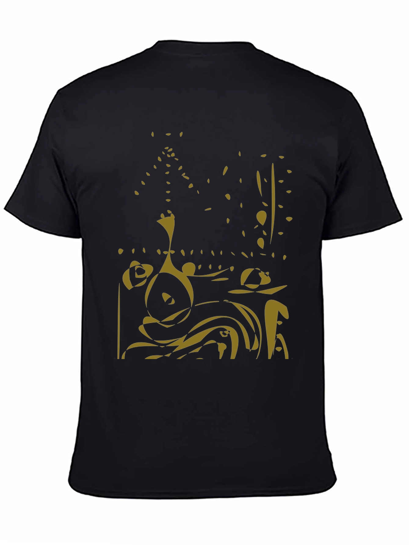 Black Abstract Gold Design Black Tee view 4