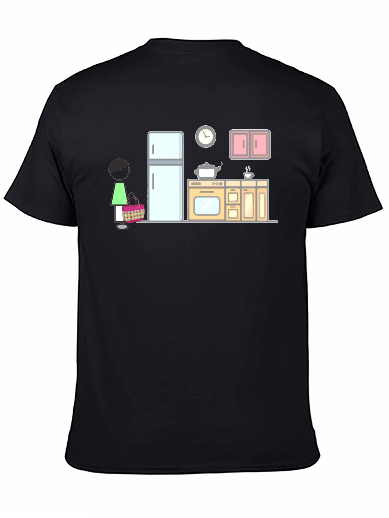 Black Cartoon Kitchen Graphic T-Shirt view 4