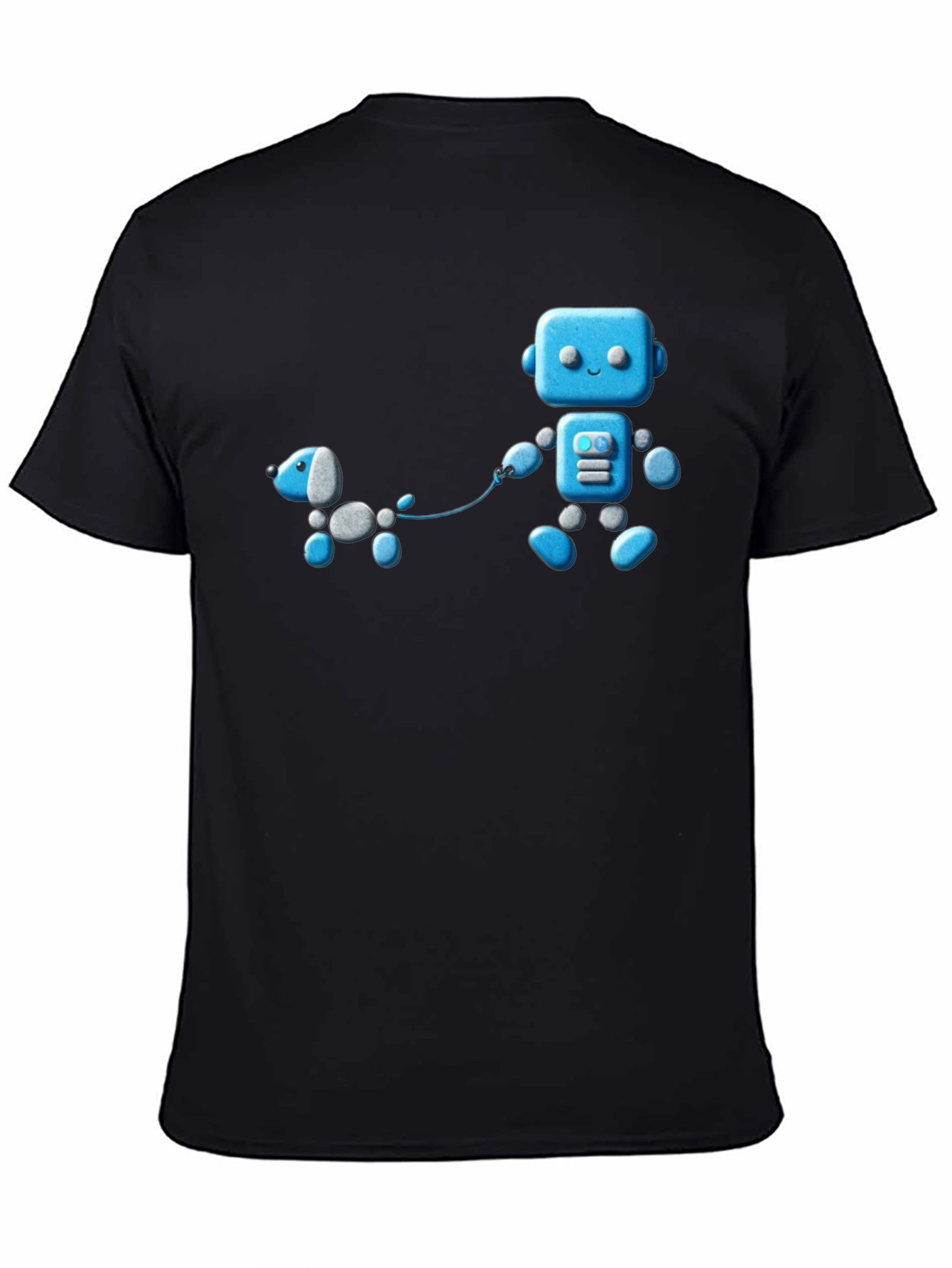 Black Robot and Dog Graphic T-Shirt - Unisex Black Tee view 4