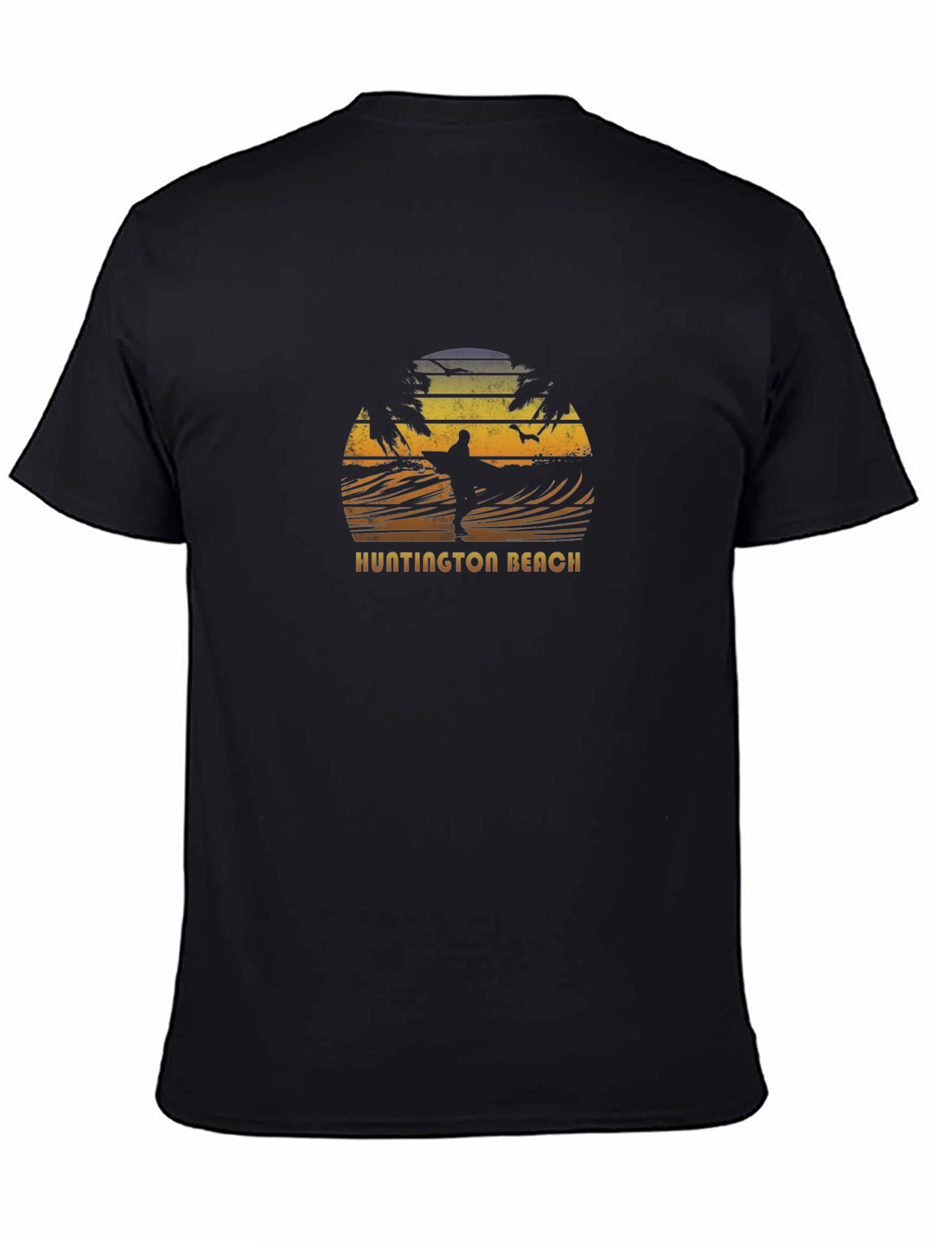 Black Huntington Beach Surfer Graphic Tee - Vintage Style view 4