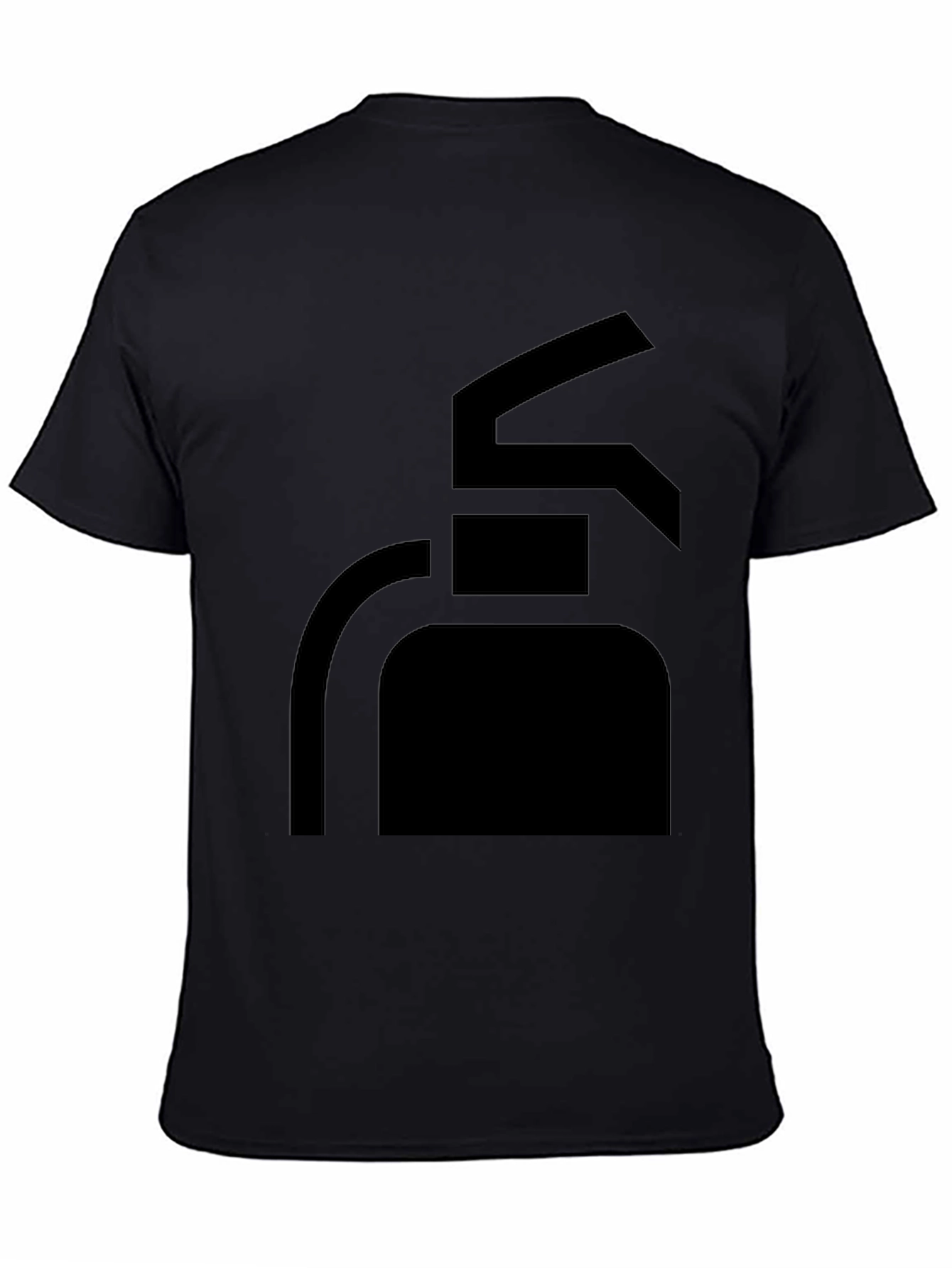 Black Men's Black T-Shirt with Fire Extinguisher Graphic view 4