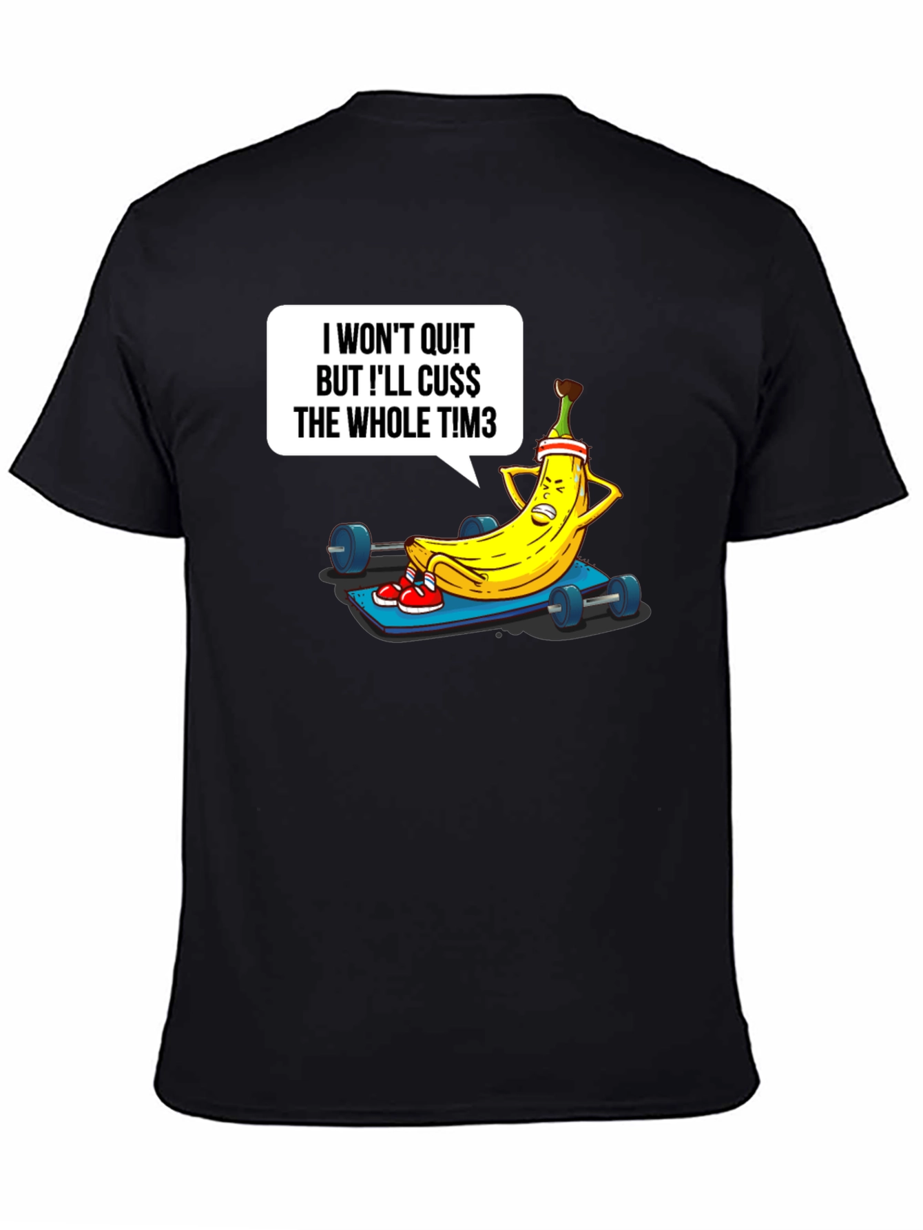 Black Funny Workout Banana Graphic T-Shirt view 4
