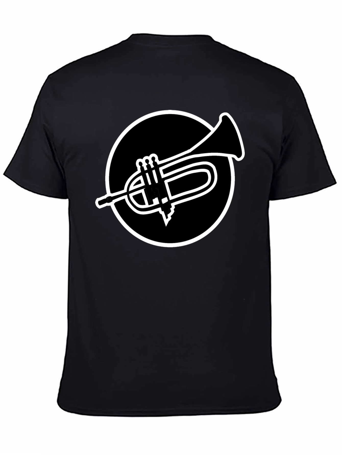 Black Trumpet Circle Graphic Tee - Black Cotton Casual Shirt view 4