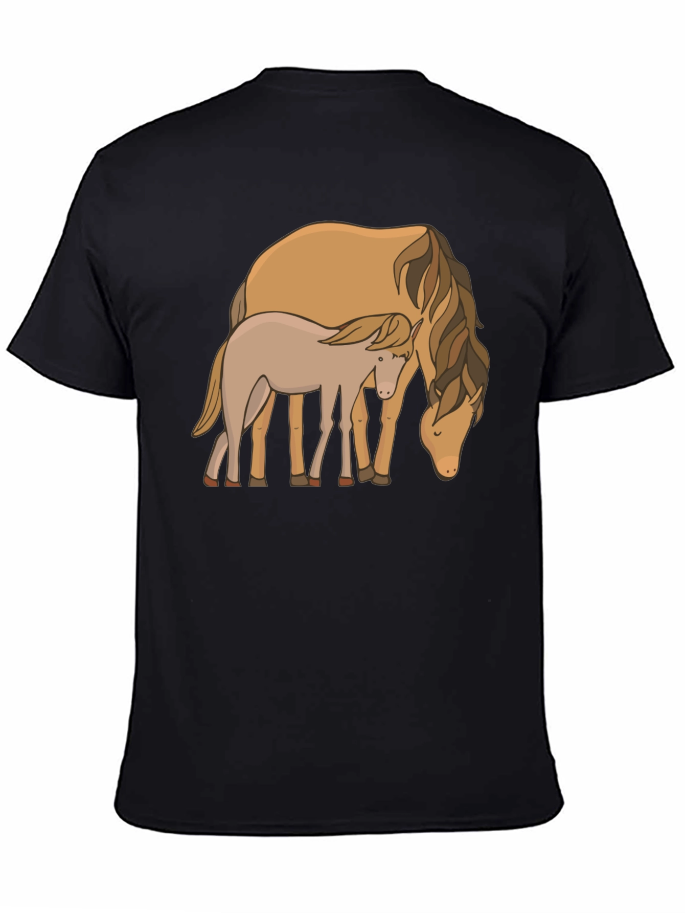 Black Horse & Foal Graphic Tee - Black Casual T-Shirt view 4