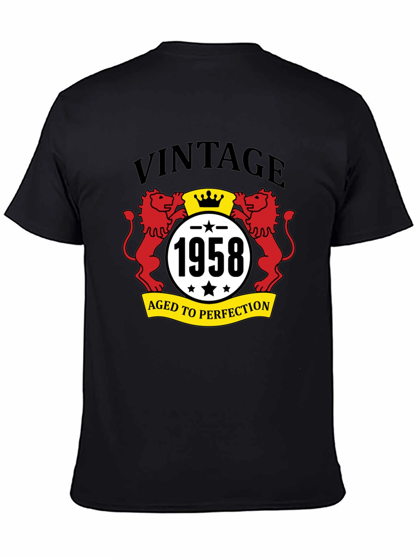 Black Vintage 1958 Aged to Perfection Black T-Shirt view 4