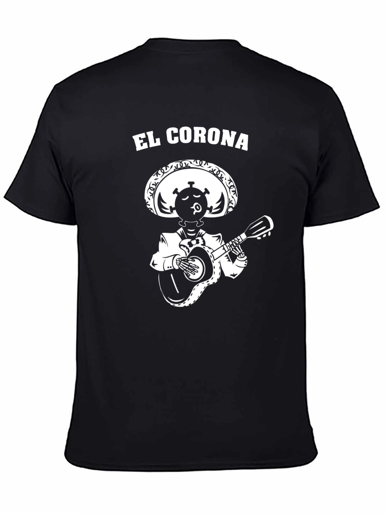 Black El Corona Mariachi T-Shirt - Funny Graphic Tee view 4