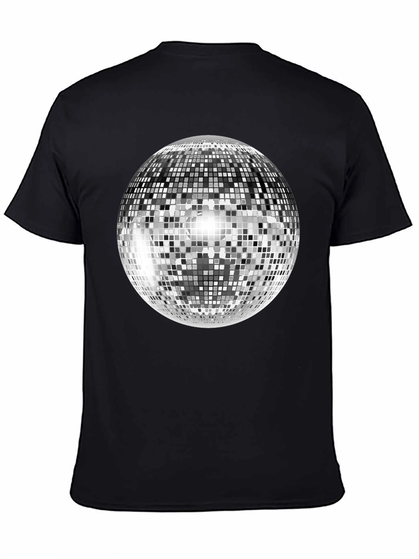 Black Retro Disco Ball Graphic Tee - Black Cotton Blend view 4