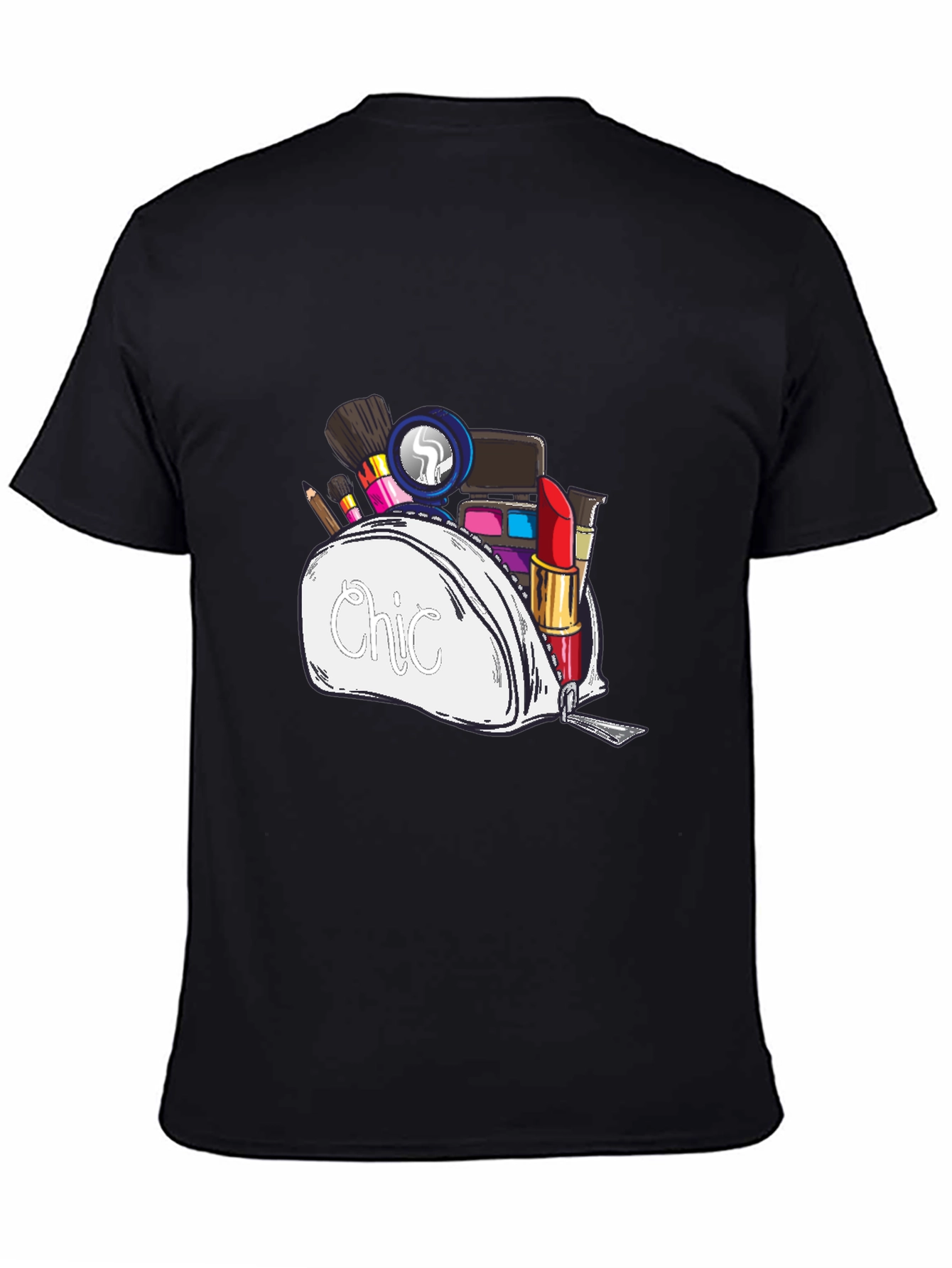 Black Chic Makeup Bag Graphic T-Shirt - Unisex Style view 4