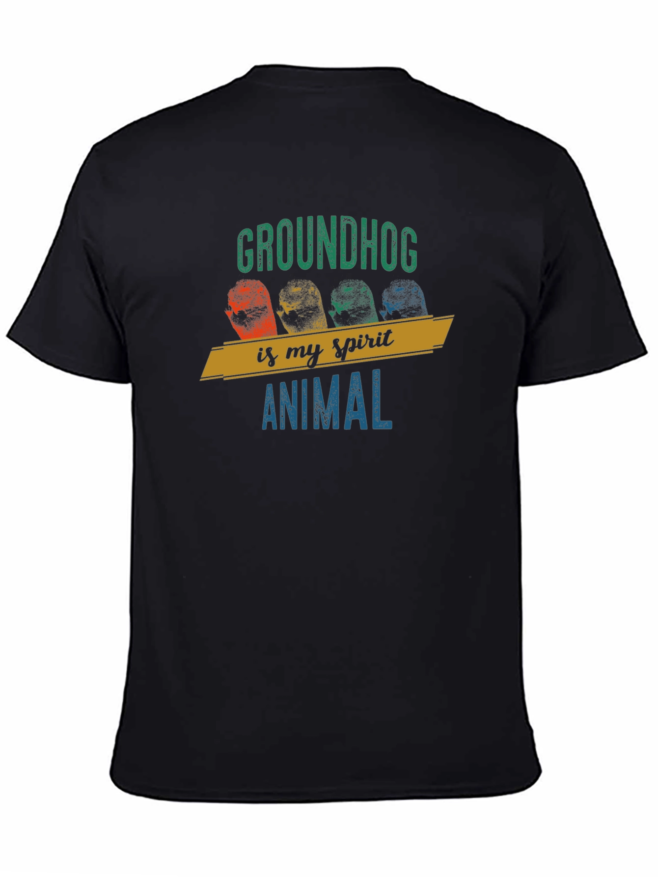 Black Groundhog Spirit Animal T-Shirt view 4