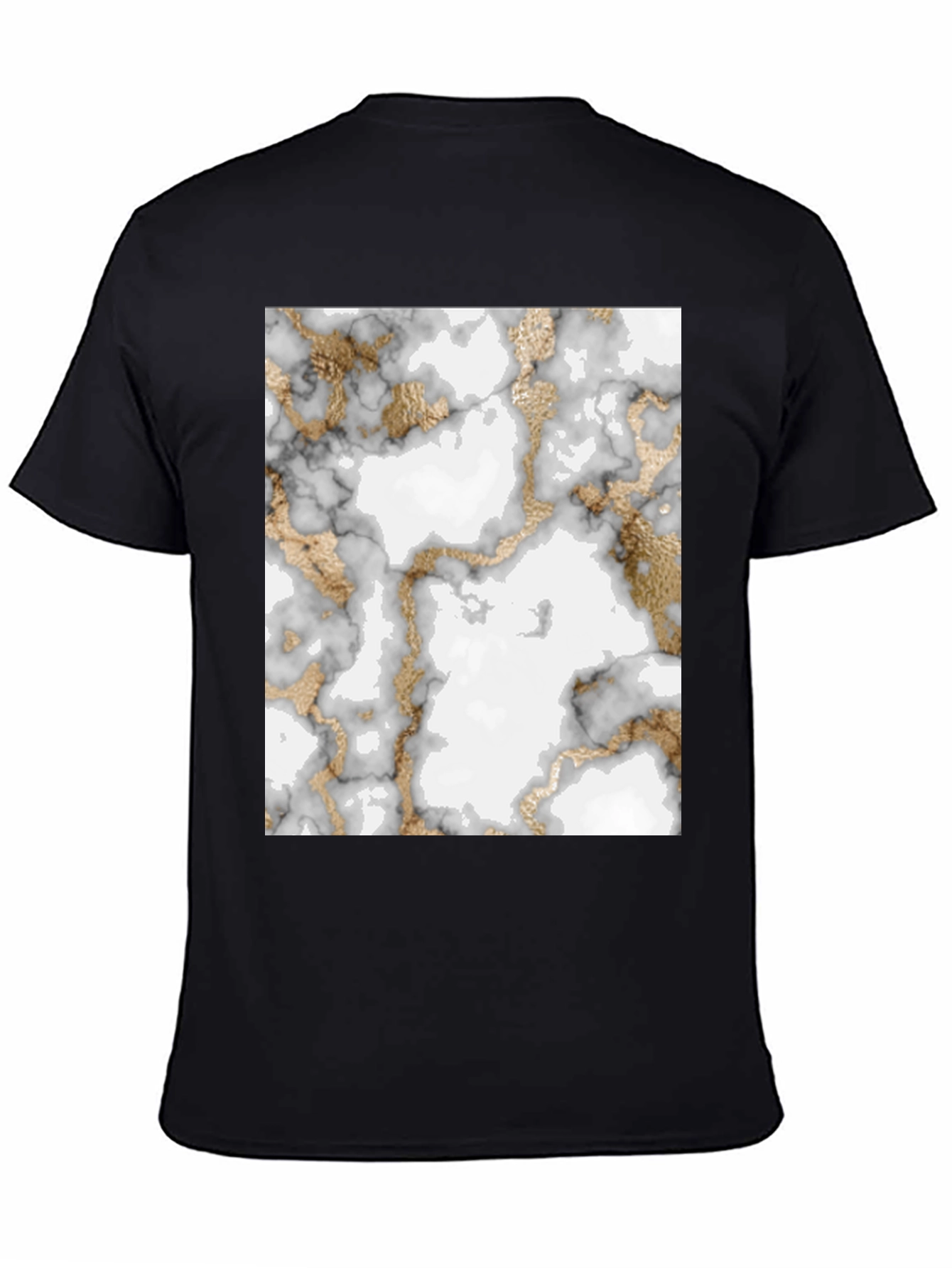 Black Marble & Gold Pattern T-Shirt view 4