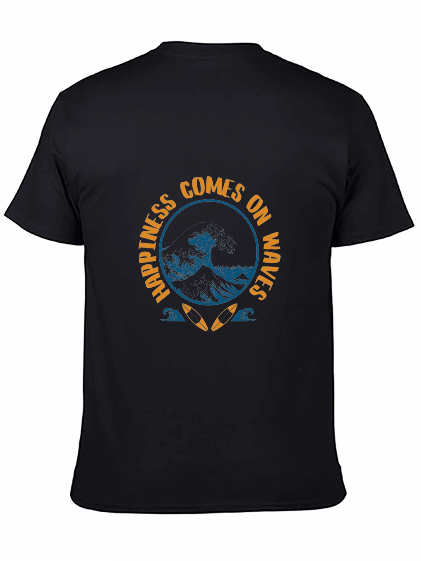Black Happiness Comes on Waves Graphic Tee view 4