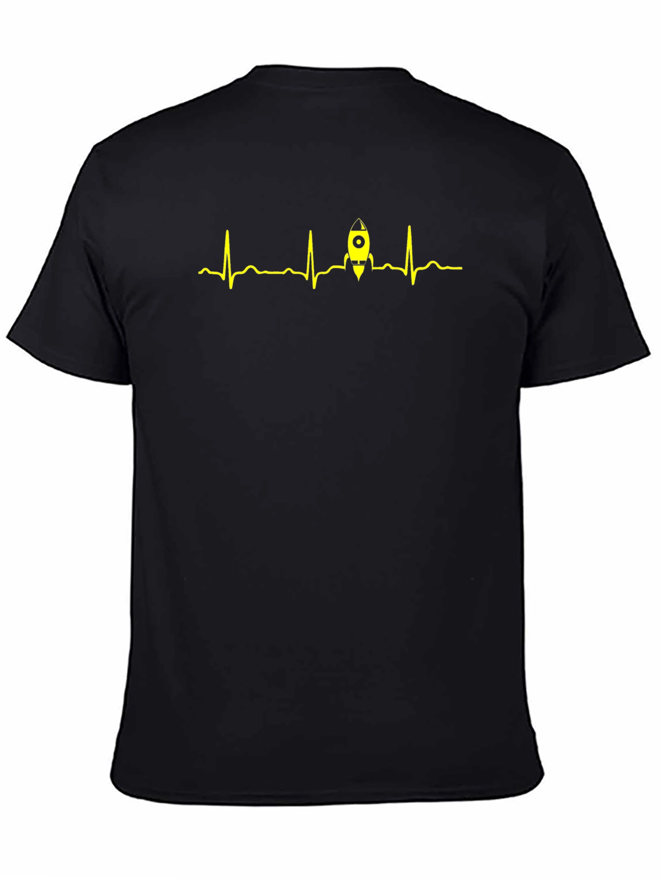 Black Rocket Heartbeat T-Shirt - Black Crew Neck Tee view 4