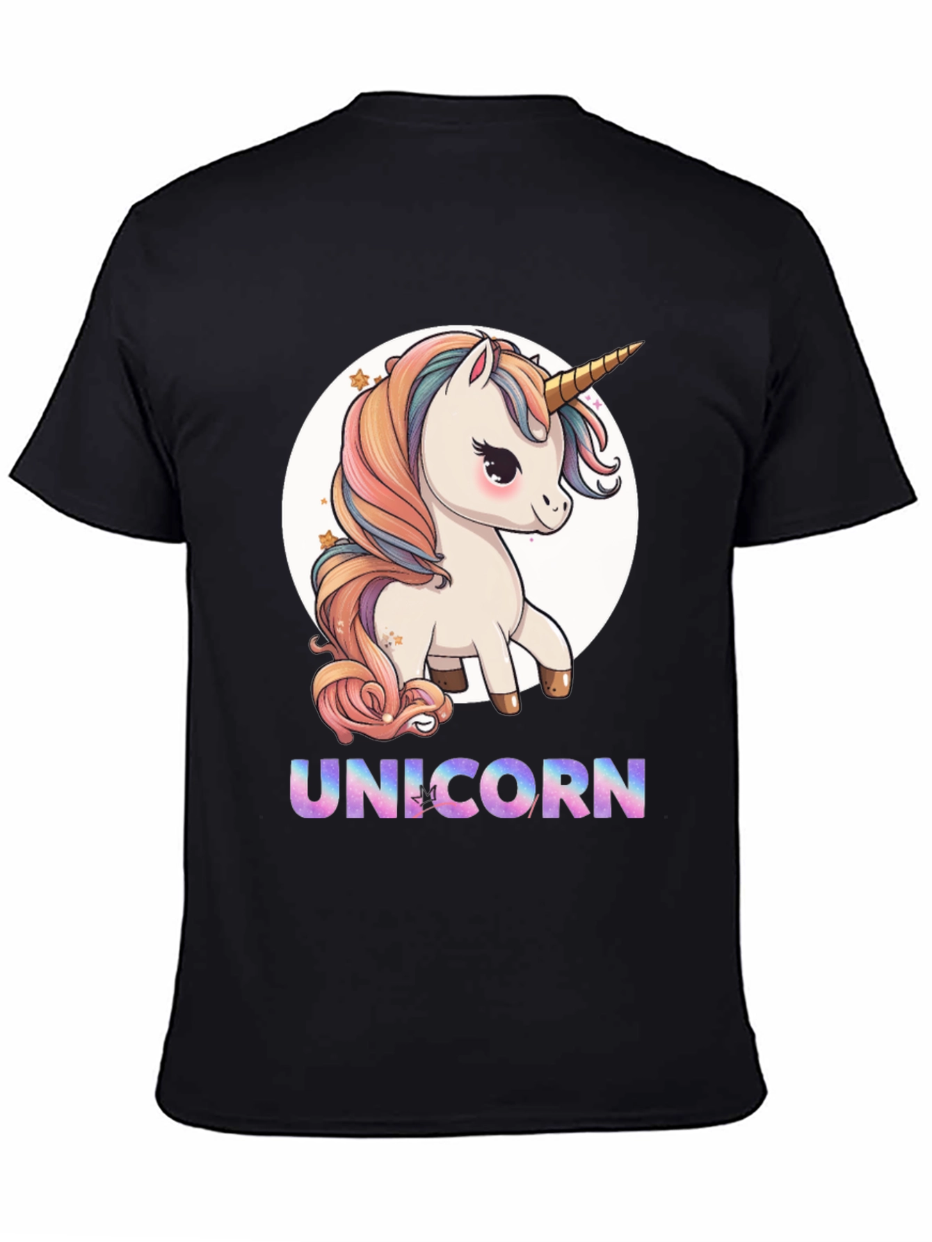 Black Unicorn T-Shirt - Cute Cartoon Style view 4