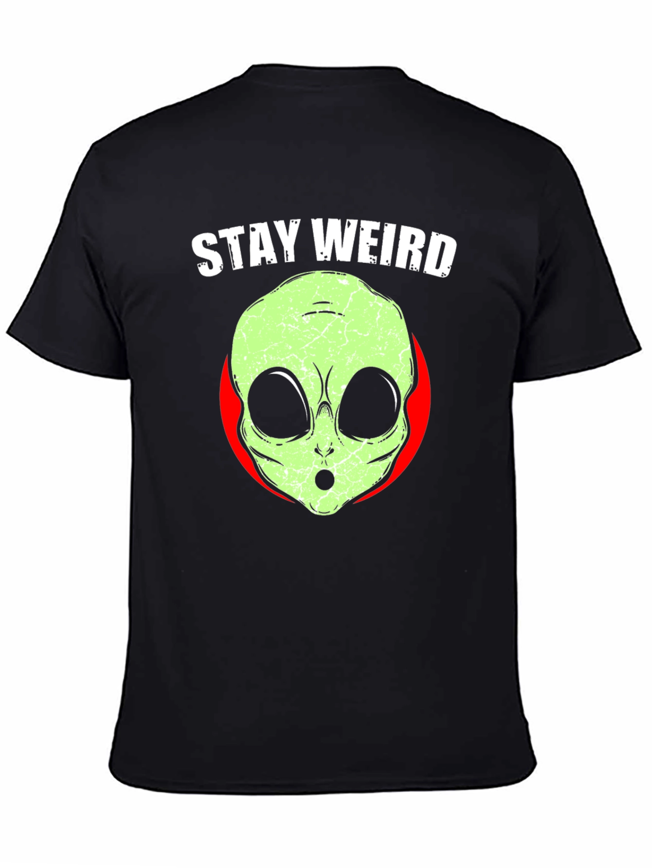 Black Stay Weird Alien Graphic Print Tee view 4