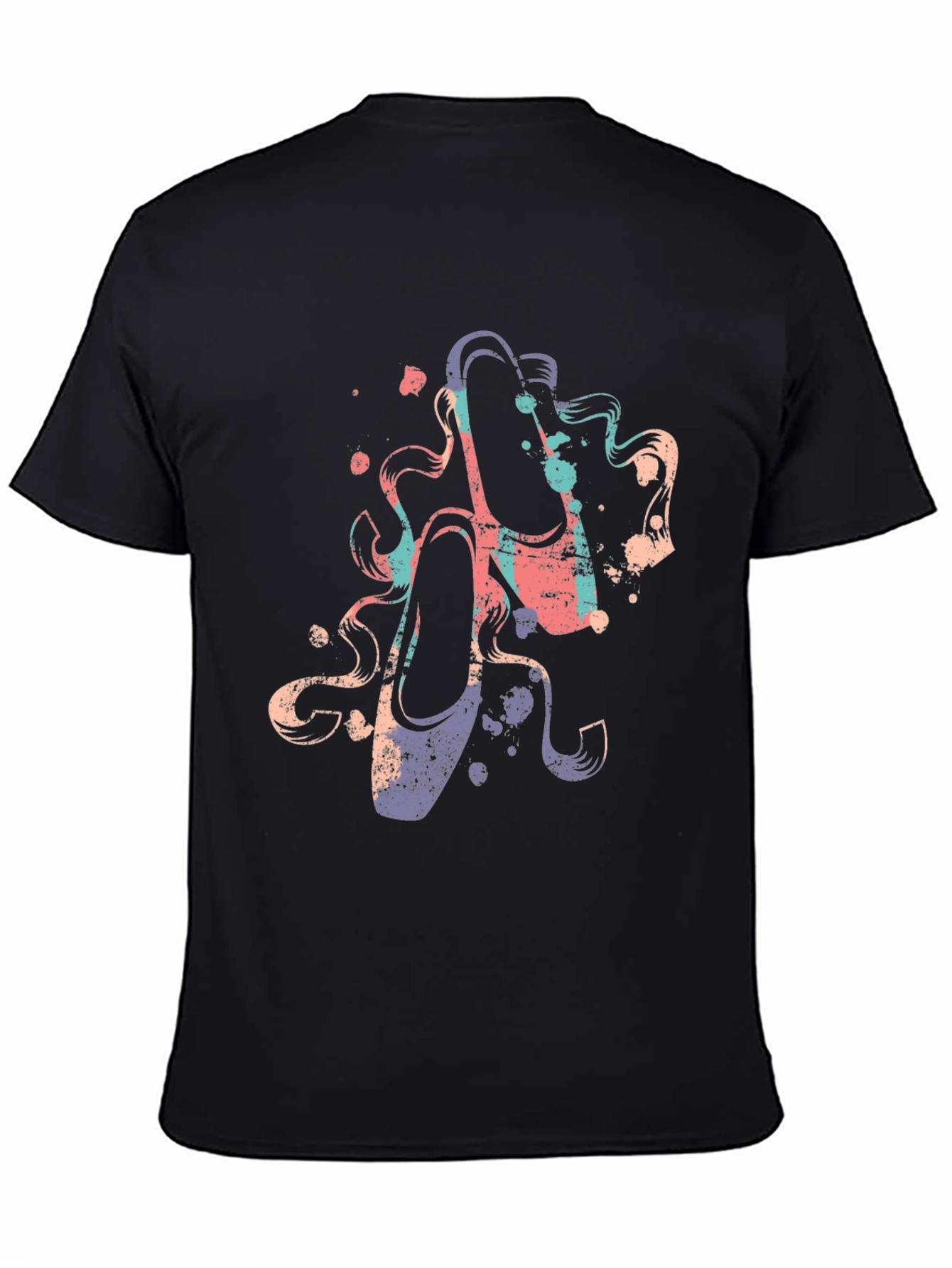 Black Ballet Shoe Graphic Tee - Artsy Black T-Shirt view 4