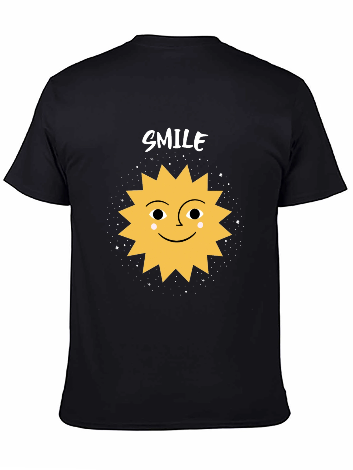 Black Smile Sun Graphic Tee - Black Cotton Blend Shirt view 4