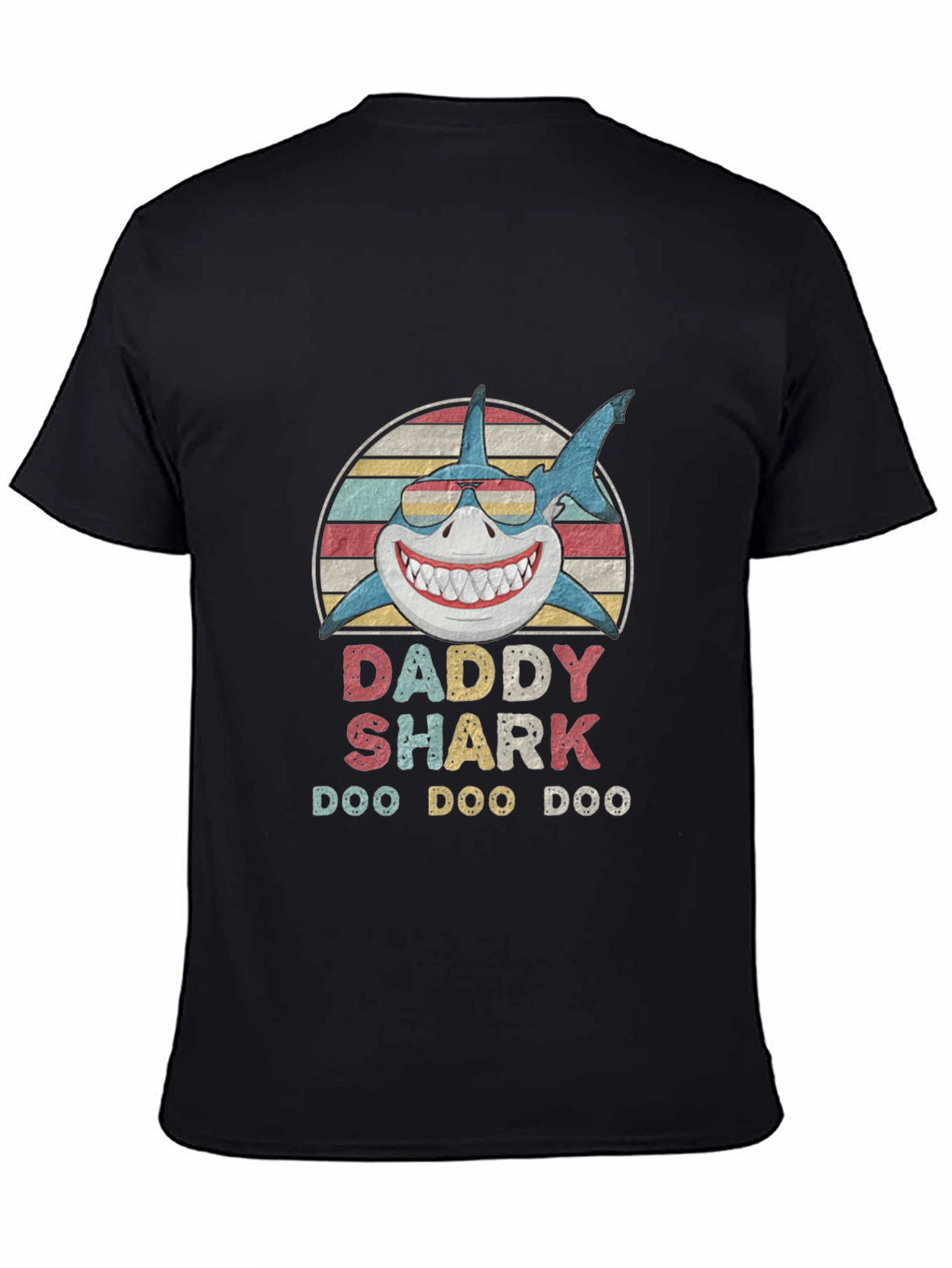 Black Daddy Shark Doo Doo Doo T-Shirt view 4