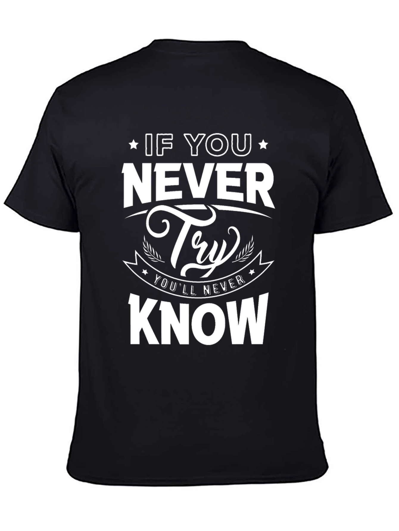 Black Never Try Never Know Graphic Tee view 4